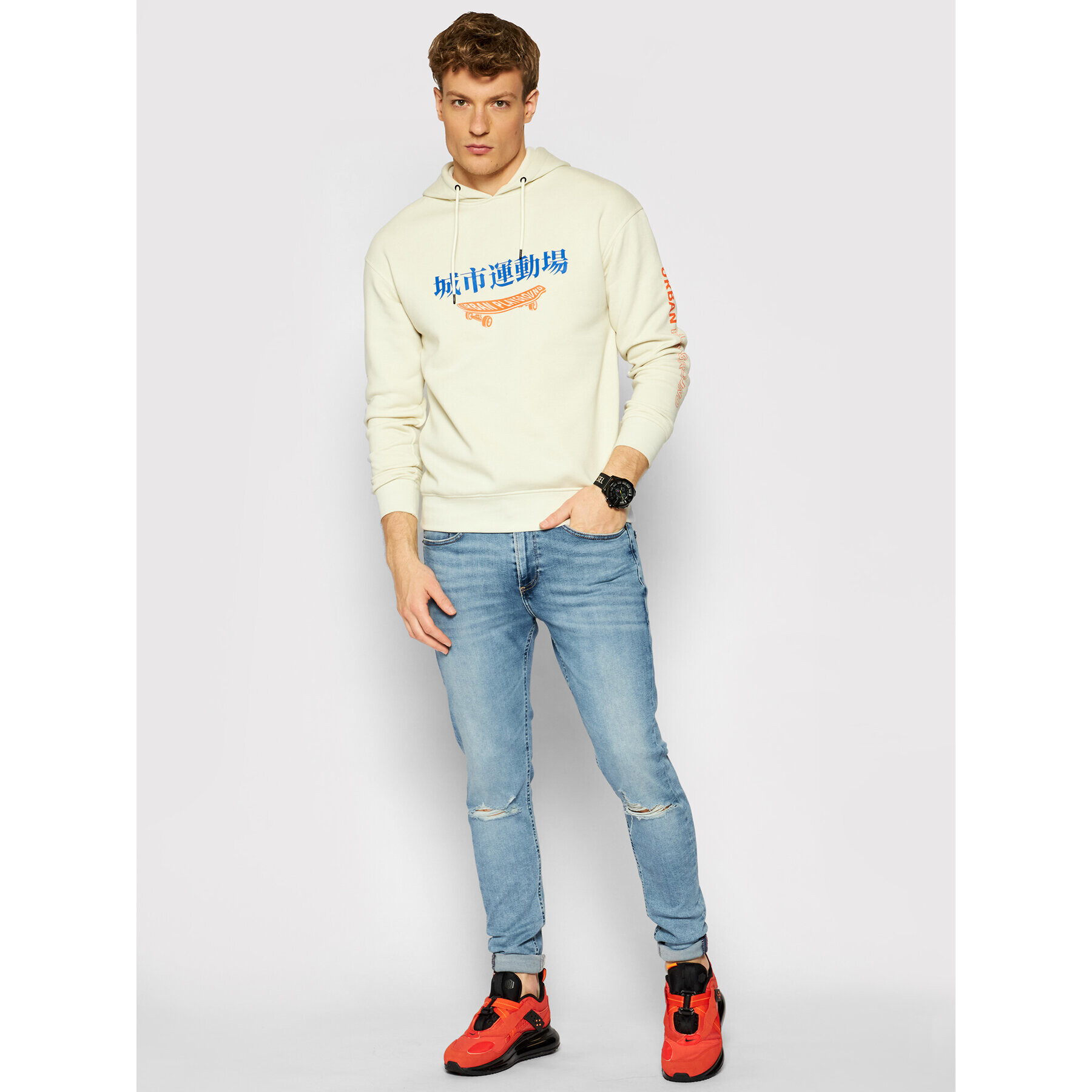 Jack&Jones Bluză Chinese 12195261 Écru Relaxed Fit - Pled.ro