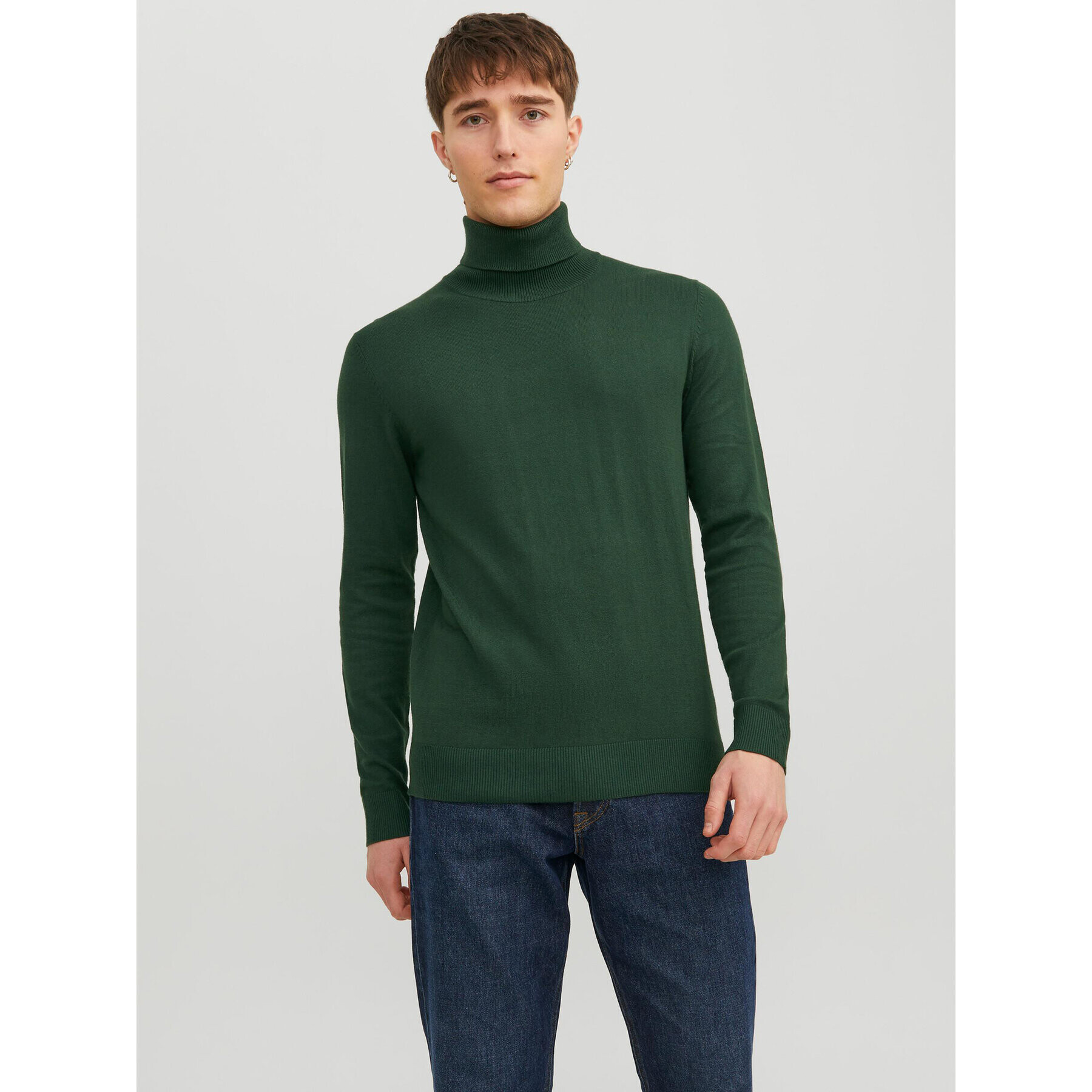 Jack&Jones Bluză cu gât 12157417 Verde Regular Fit - Pled.ro