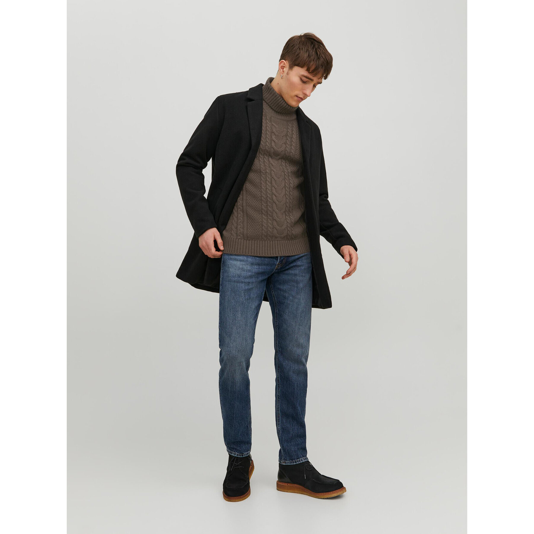 Jack&Jones Bluză cu gât 12236315 Maro Regular Fit - Pled.ro