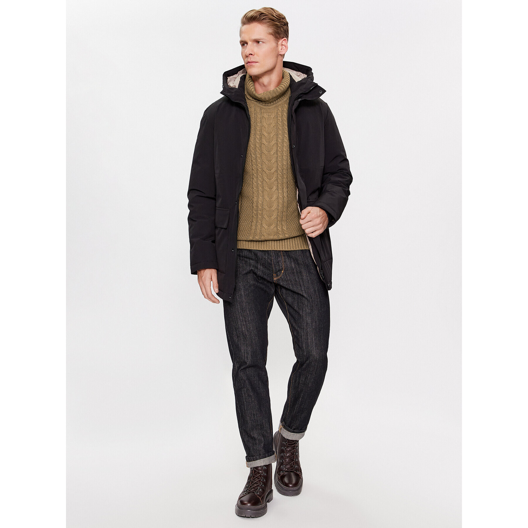 Jack&Jones Bluză cu gât 12236315 Maro Regular Fit - Pled.ro