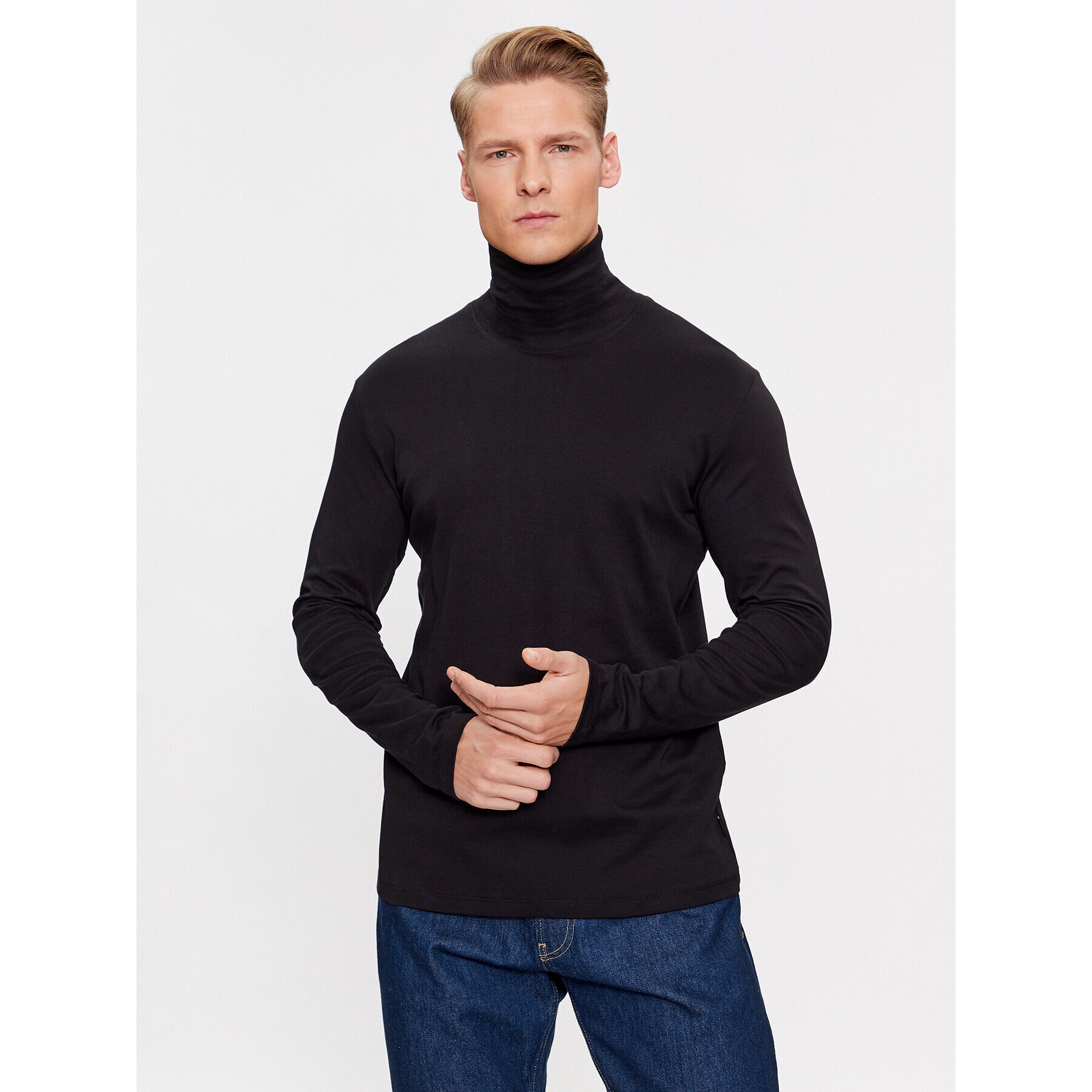 Jack&Jones Bluză cu gât 12243471 Negru Standard Fit - Pled.ro