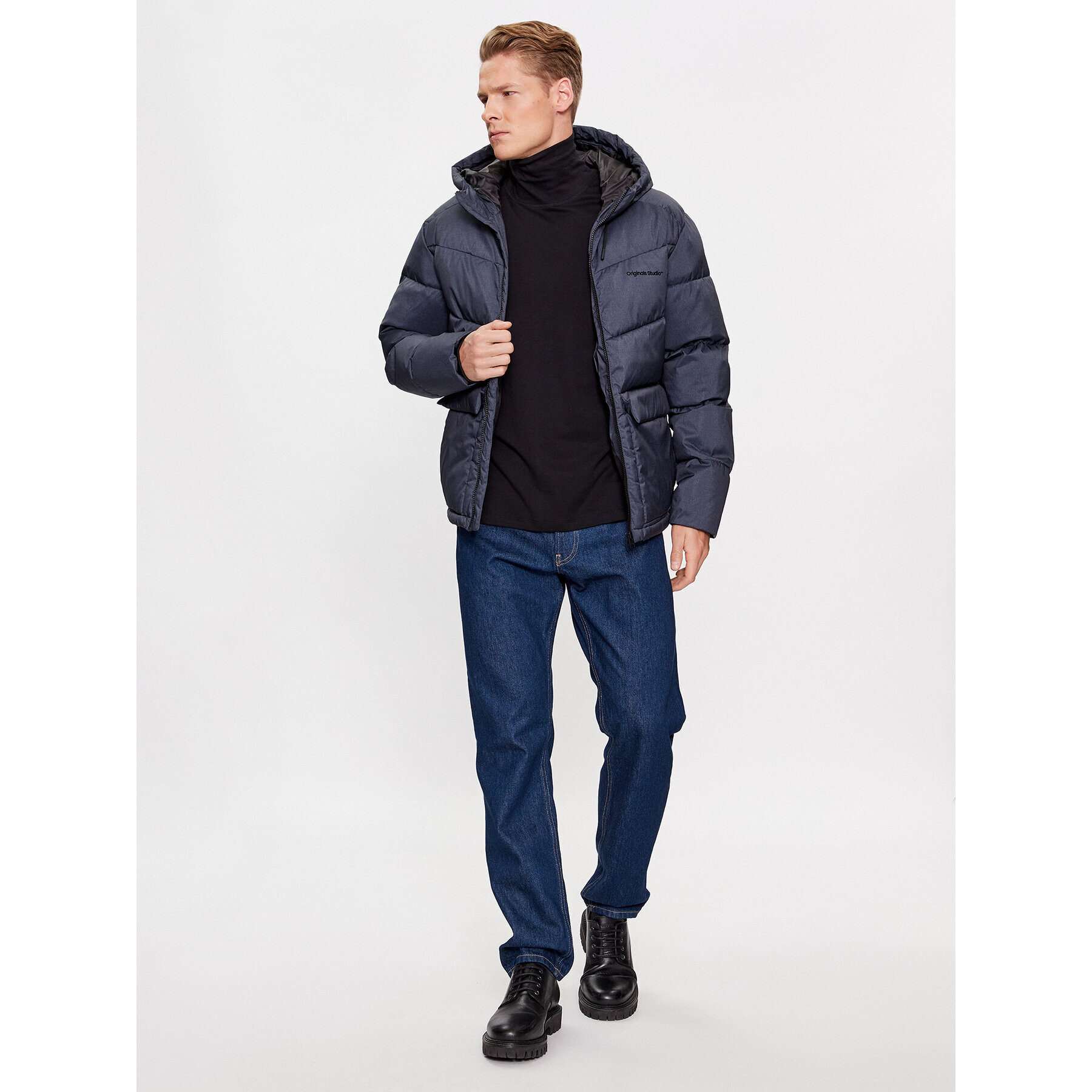 Jack&Jones Bluză cu gât 12243471 Negru Standard Fit - Pled.ro