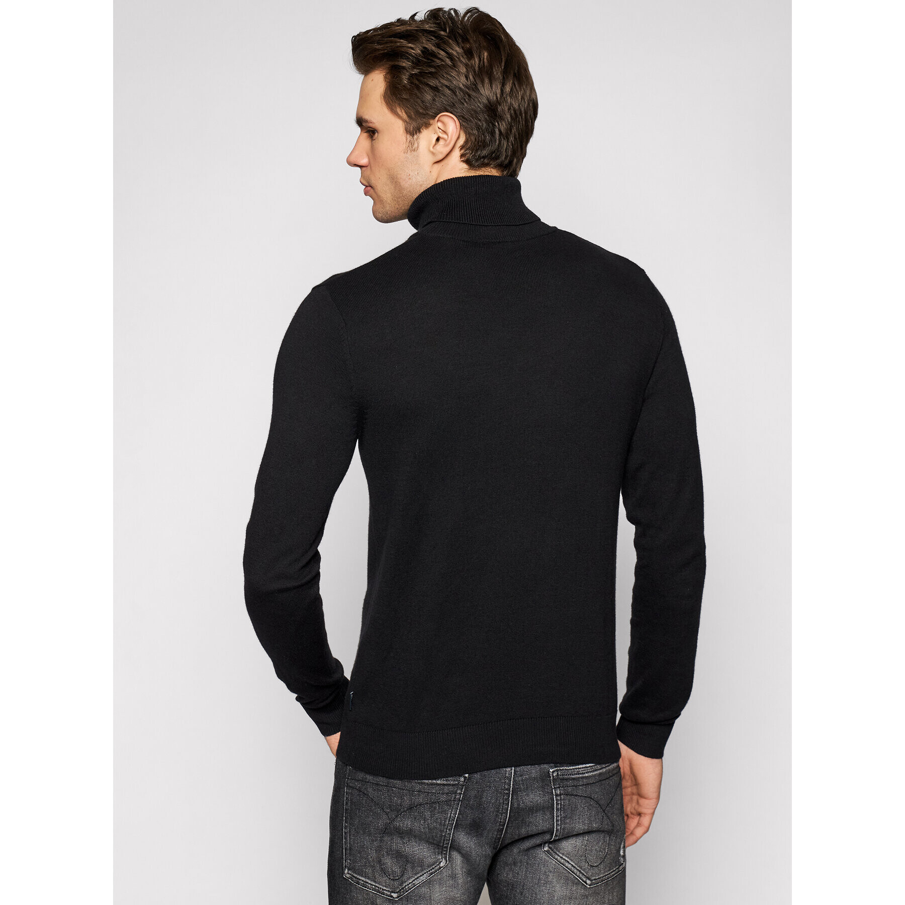 Jack&Jones Bluză cu gât Emil Knit Roll Neck 12157417 Negru Regular Fit - Pled.ro