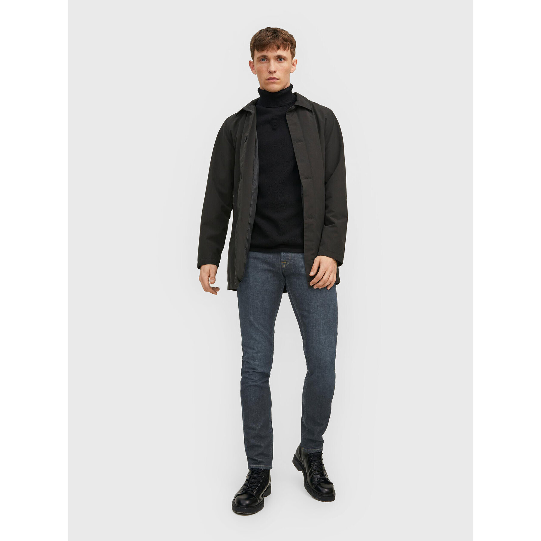 Jack&Jones Bluză cu gât Hill 12210931 Negru Regular Fit - Pled.ro