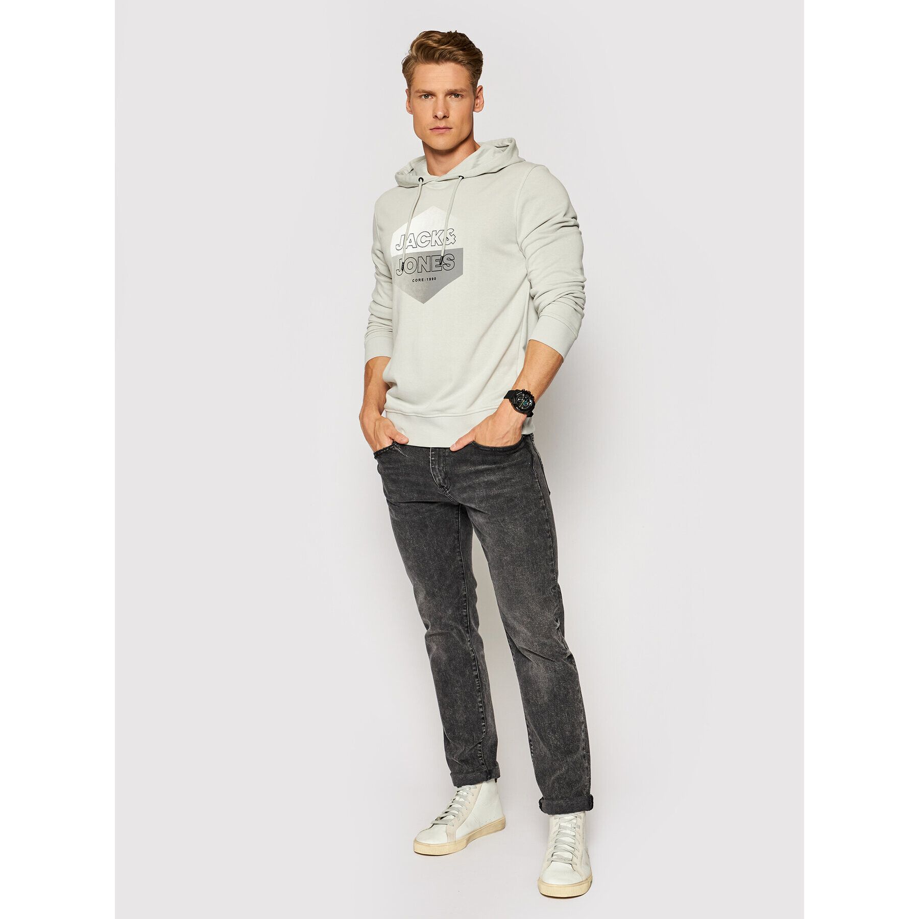 Jack&Jones Bluză Fading 12191999 Gri Regular Fit - Pled.ro