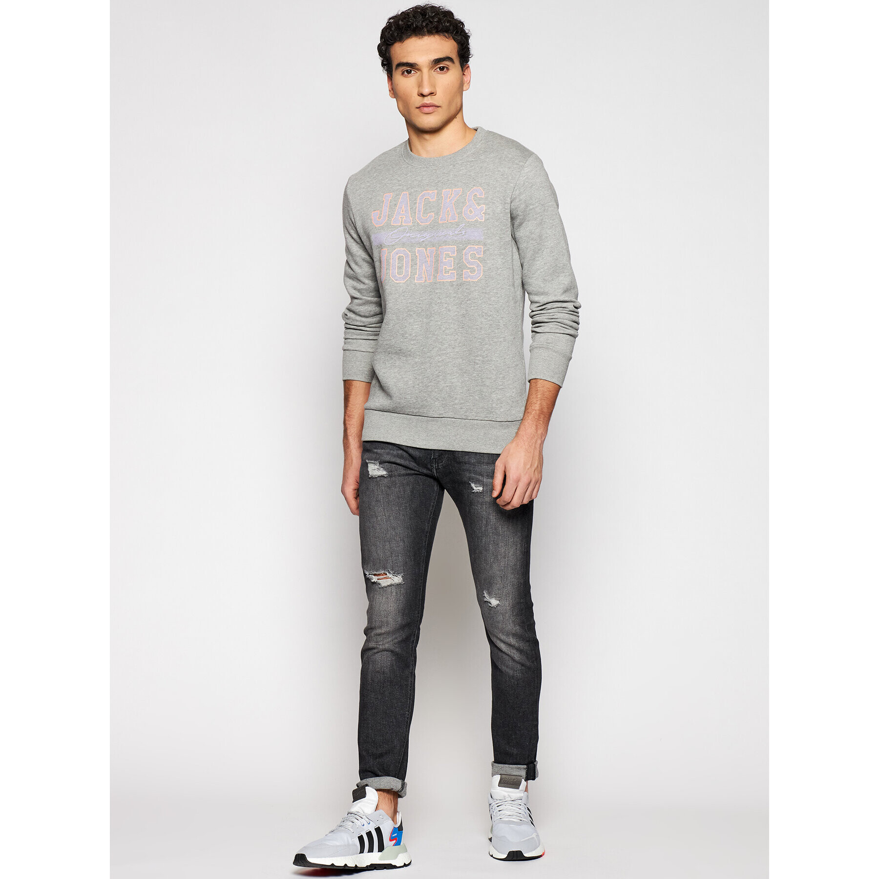 Jack&Jones Bluză Faster 12188172 Gri Regular Fit - Pled.ro