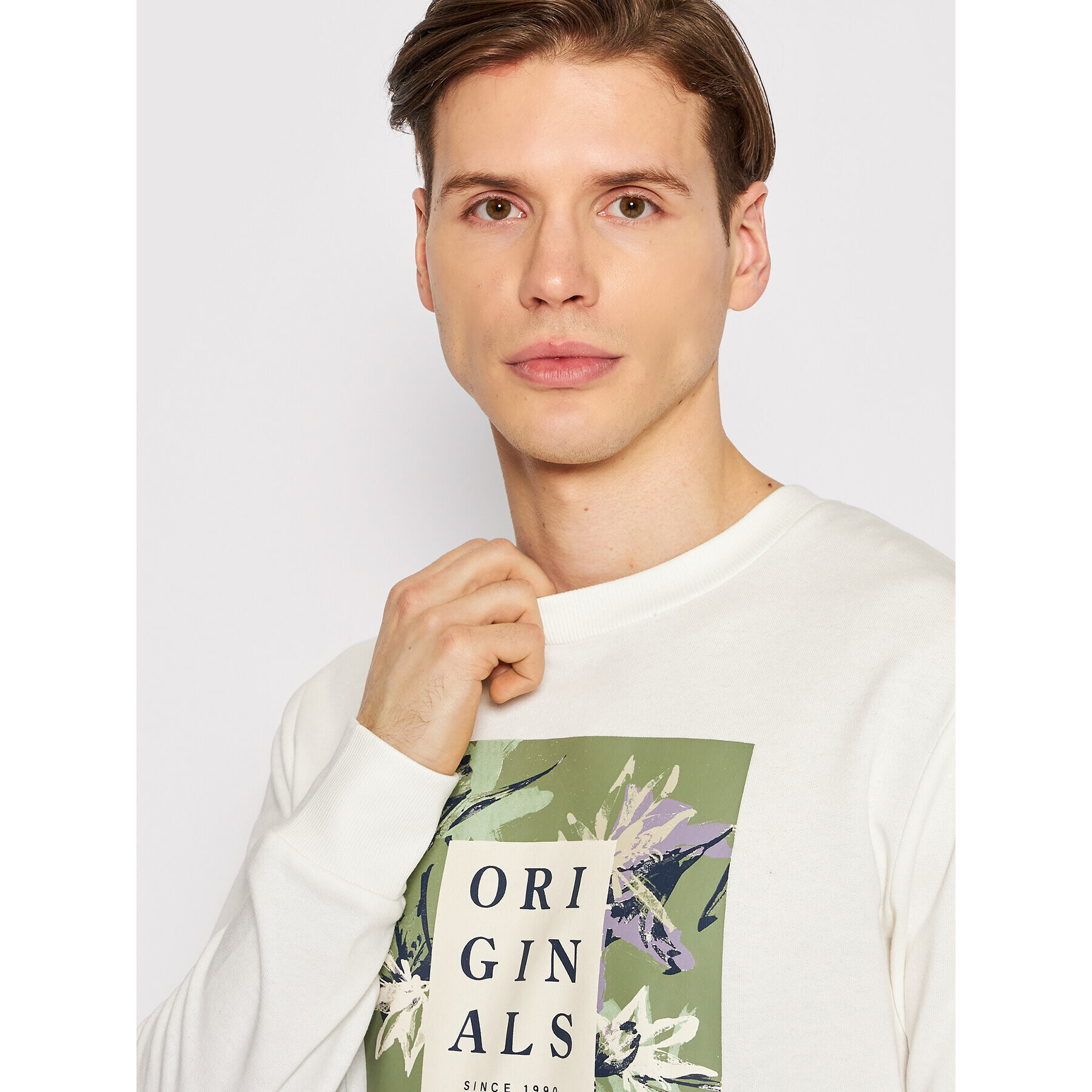 Jack&Jones Bluză Flower 12205655 Alb Regular Fit - Pled.ro