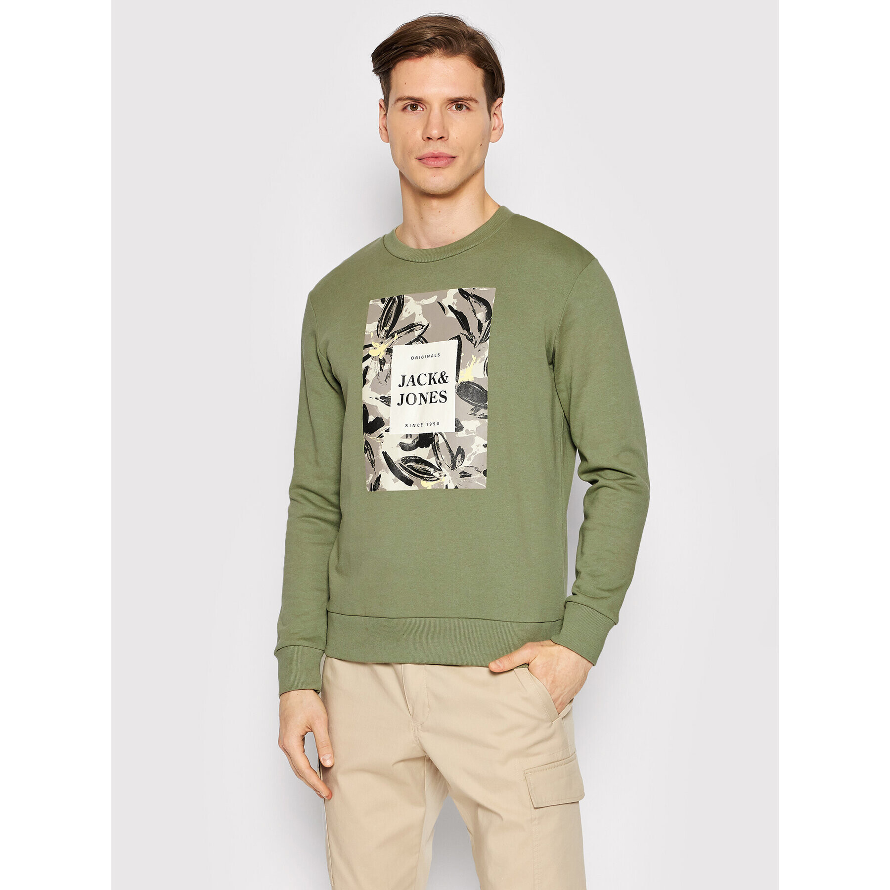 Jack&Jones Bluză Flower 12205655 Verde Regular Fit - Pled.ro