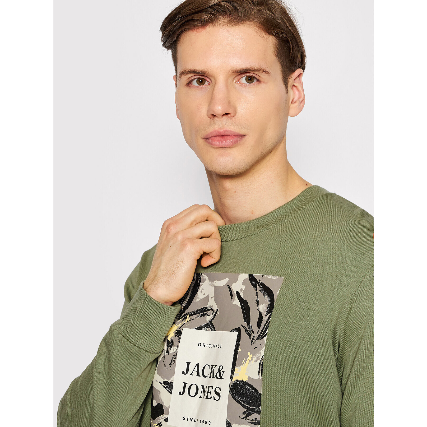 Jack&Jones Bluză Flower 12205655 Verde Regular Fit - Pled.ro