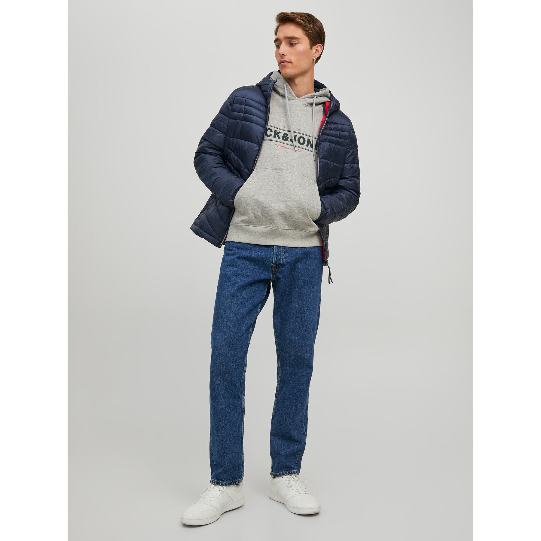 Jack&Jones Bluză Friday 12220537 Gri Regular Fit - Pled.ro