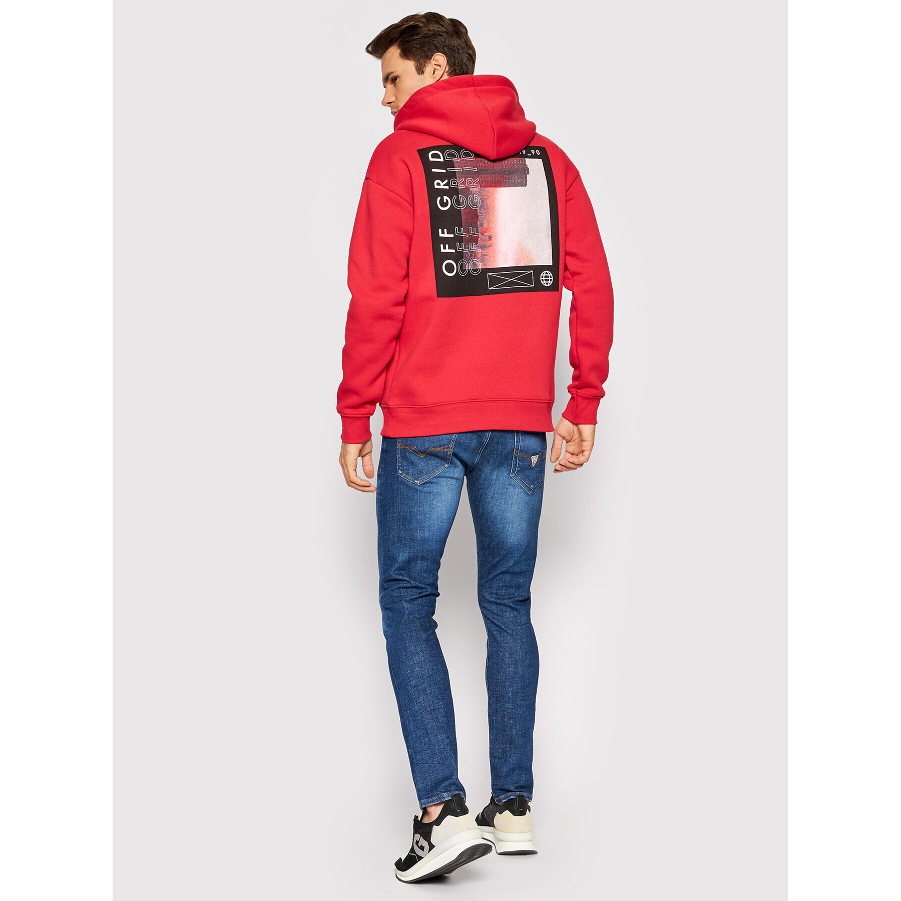 Jack&Jones Bluză Grid Sweat 12198137 Roșu Relaxed Fit - Pled.ro