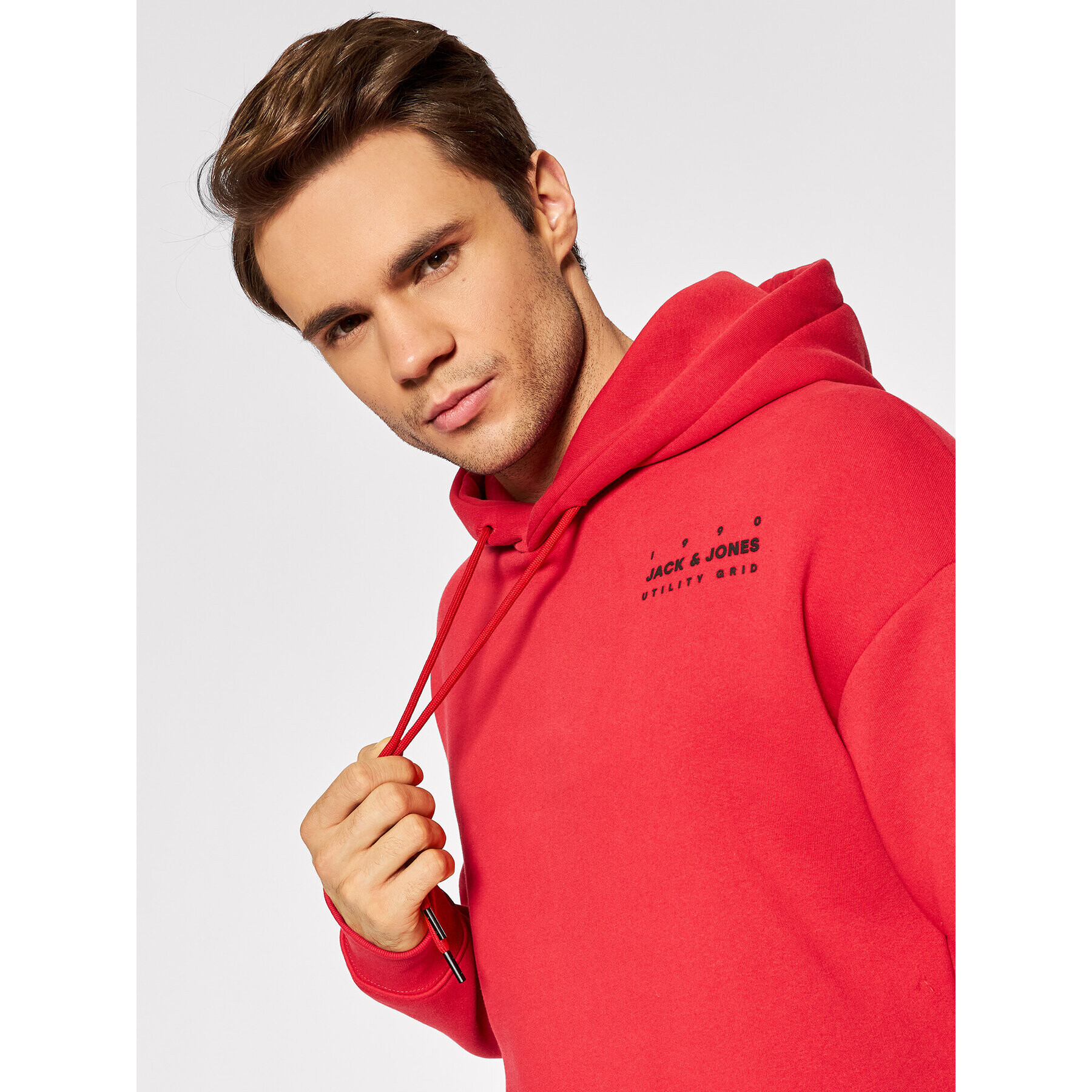 Jack&Jones Bluză Grid Sweat 12198137 Roșu Relaxed Fit - Pled.ro