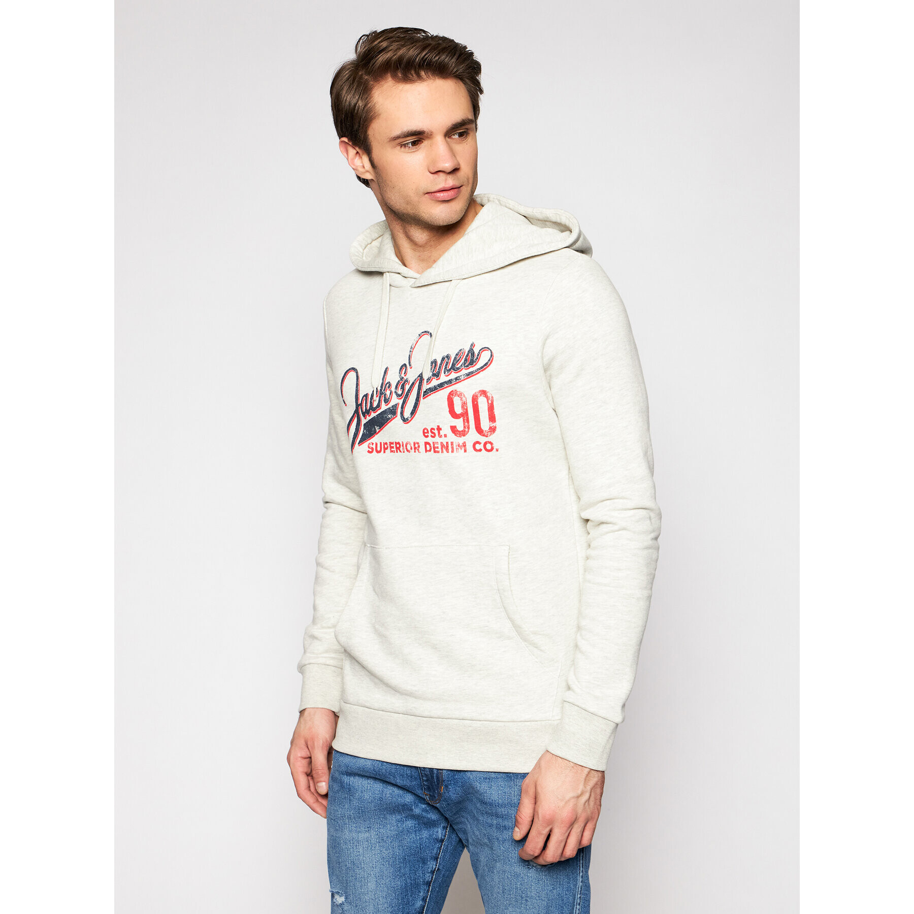 Jack&Jones Bluză Logo 12172349 Gri Regular Fit - Pled.ro