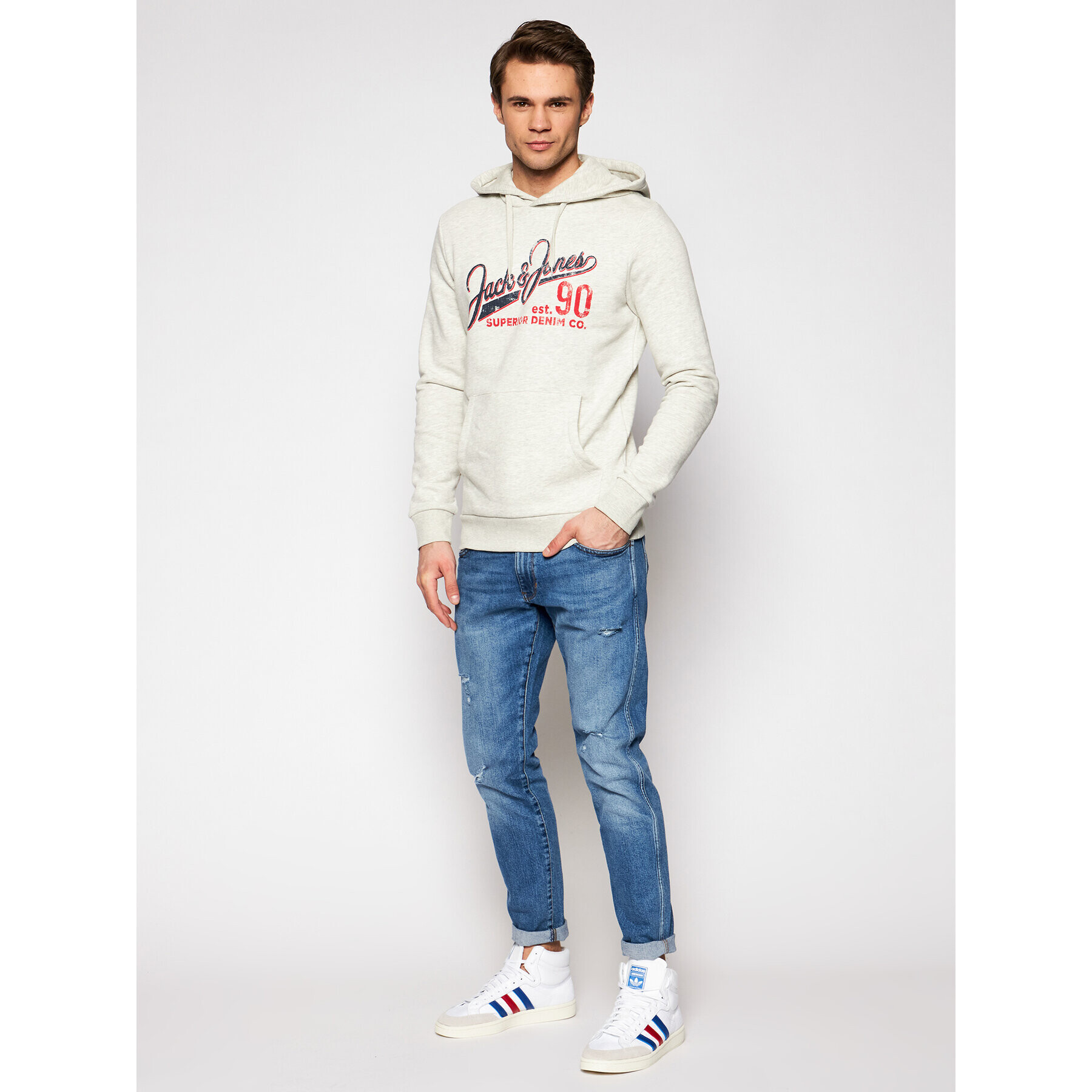 Jack&Jones Bluză Logo 12172349 Gri Regular Fit - Pled.ro