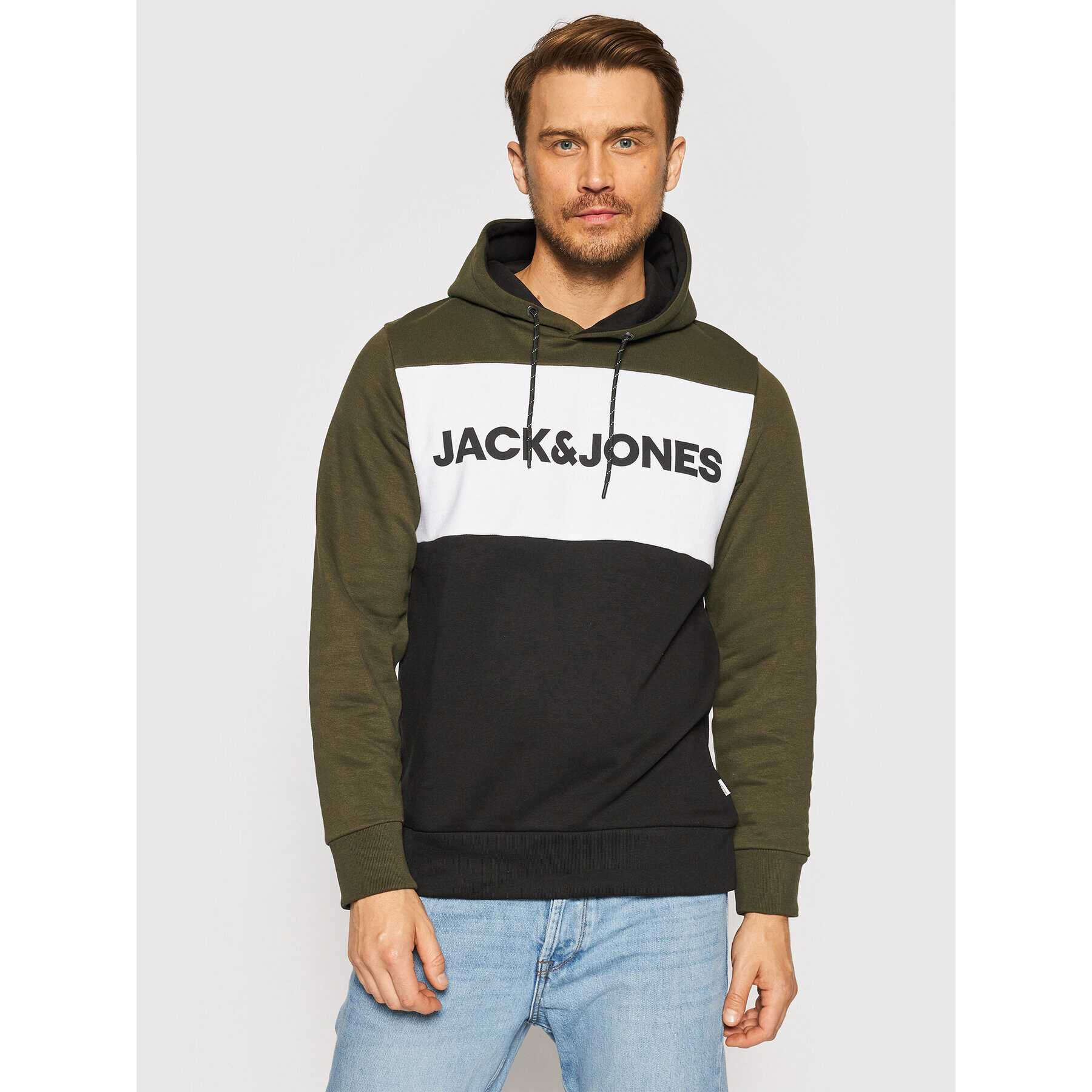 Jack&Jones Bluză Logo Blocking 12172344 Verde Regular Fit - Pled.ro