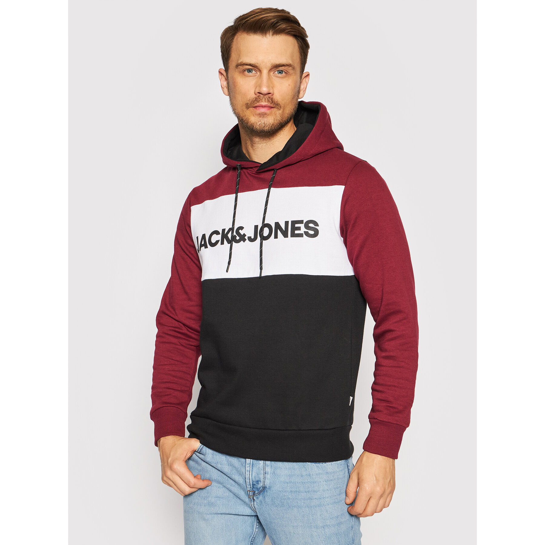 Jack&Jones Bluză Logo Blocking 12172344 Vișiniu Regular Fit - Pled.ro