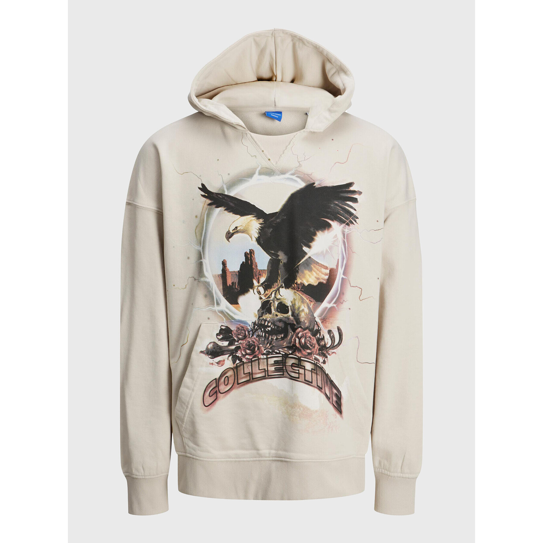 Jack&Jones Bluză Rushskull 12216457 Bej Oversize - Pled.ro