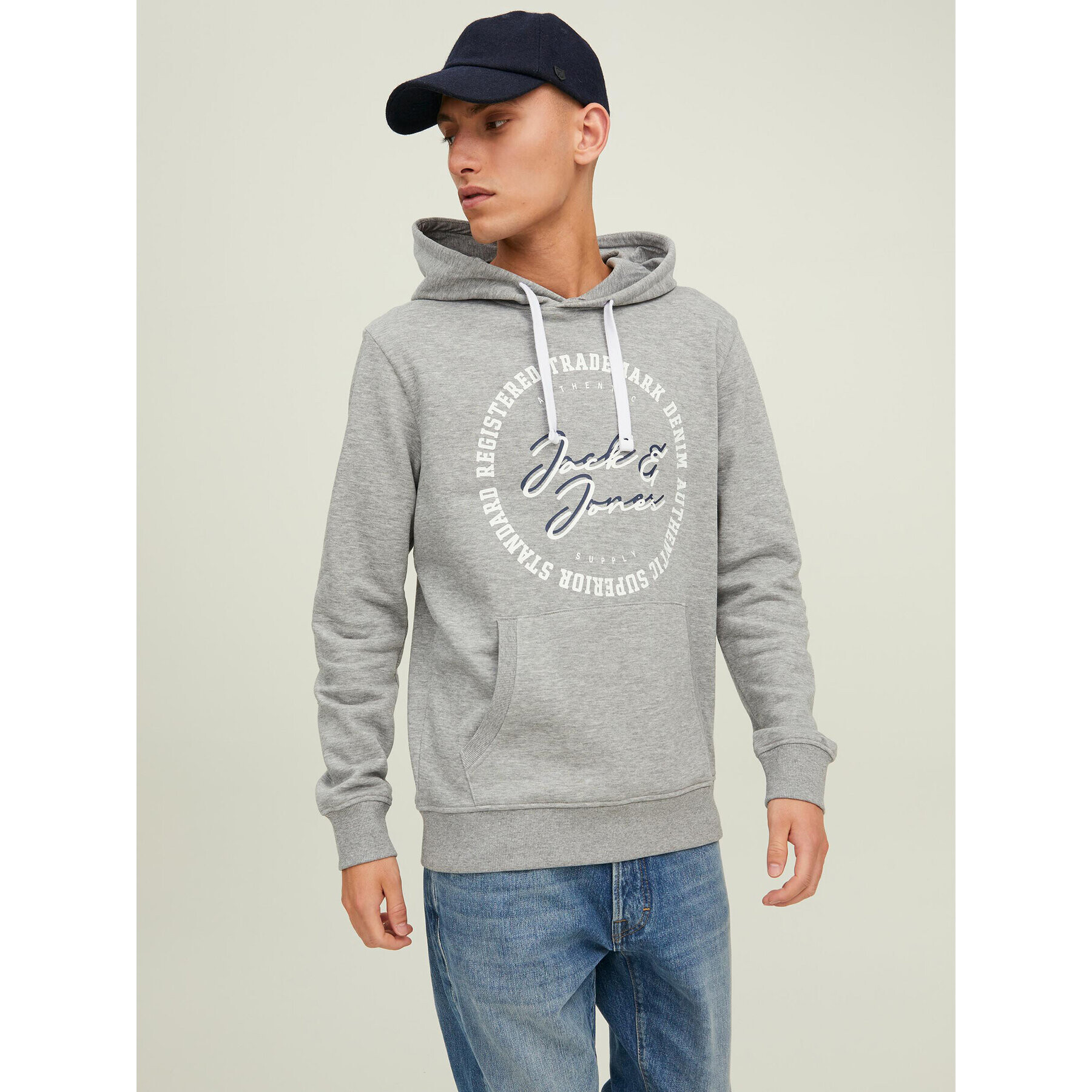 Jack&Jones Bluză Stamp 12211551 Gri Regular Fit - Pled.ro