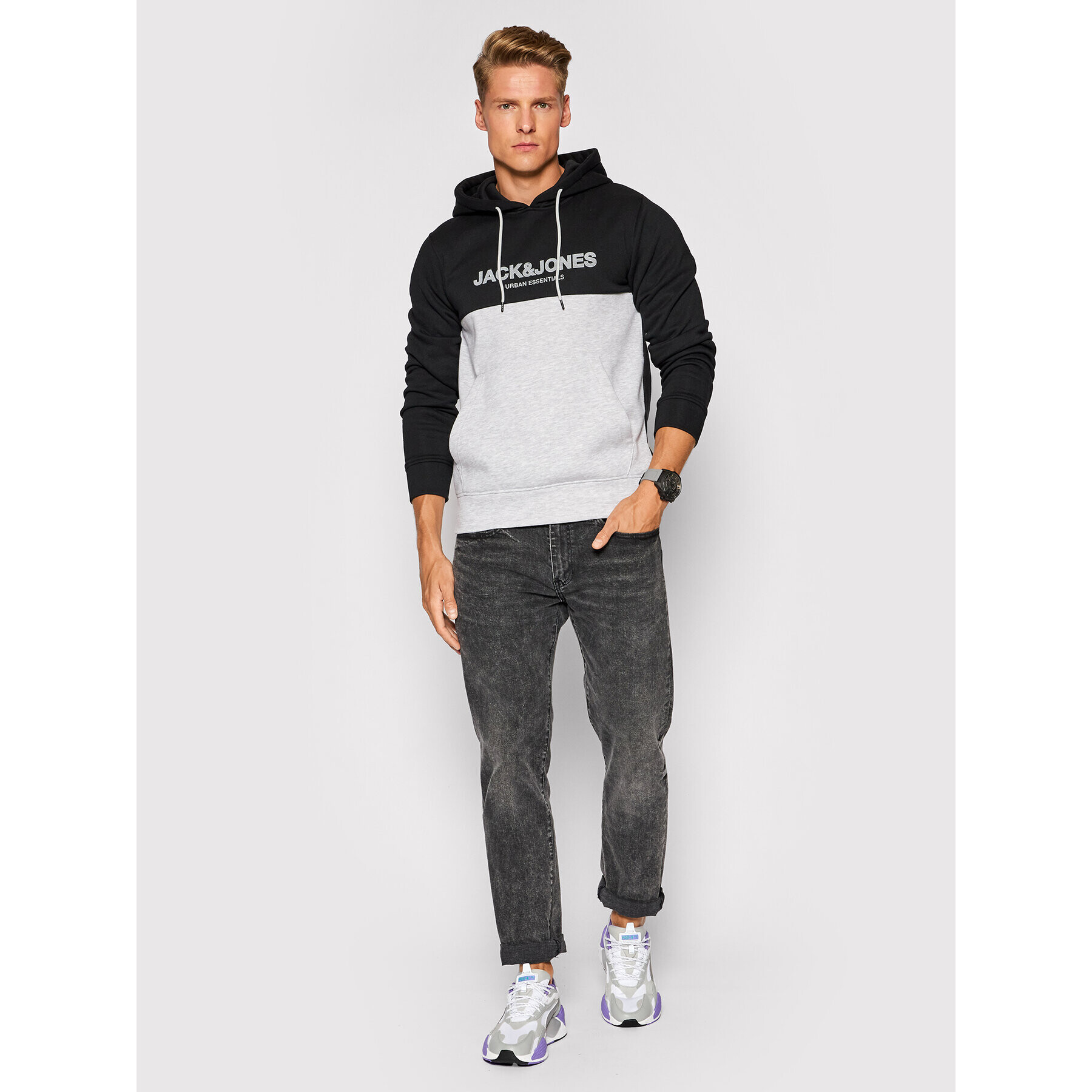 Jack&Jones Bluză Urban Blocking 12190441 Negru Regular Fit - Pled.ro