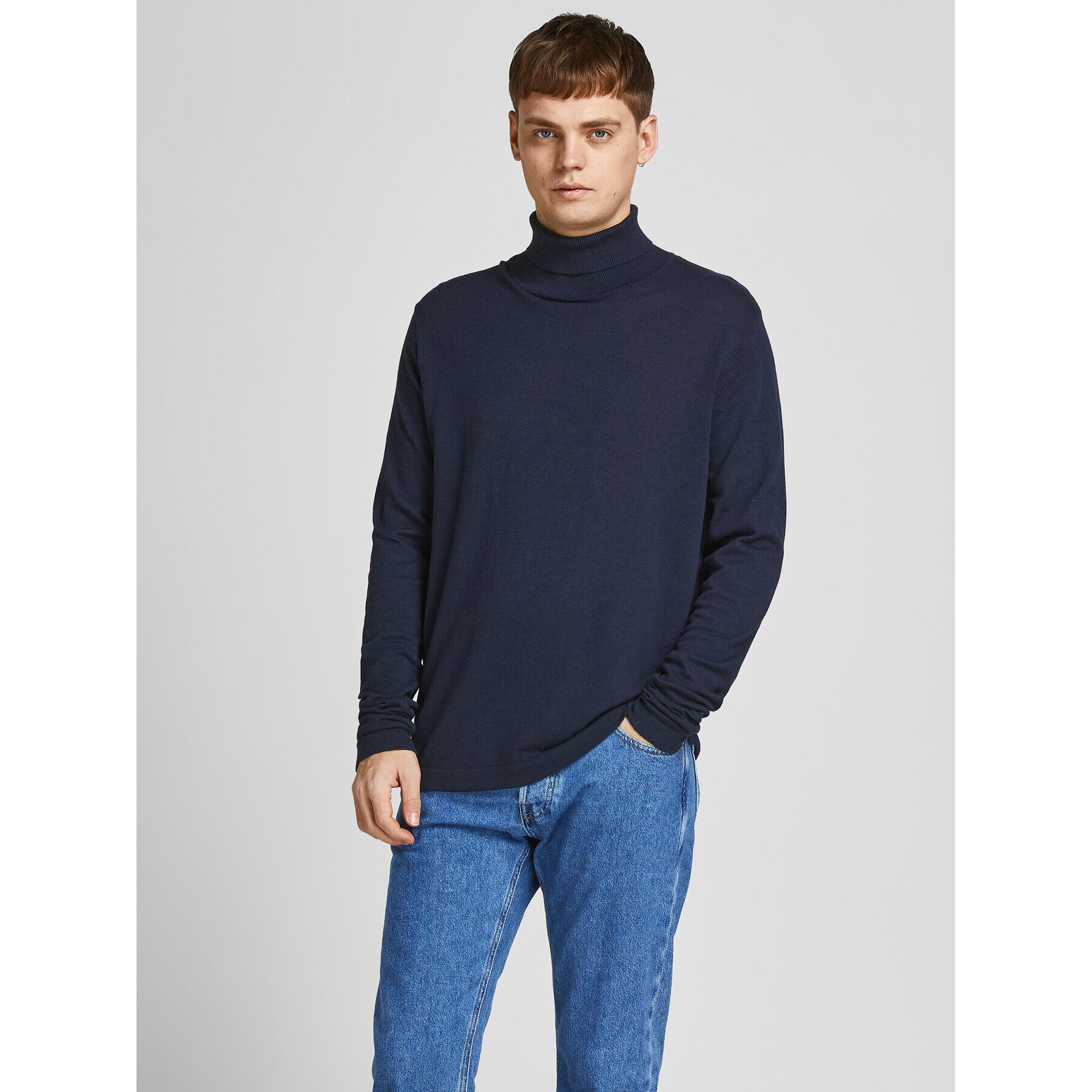 Jack&Jones Bluză cu gât Rogan 12196902 Bleumarin Regular Fit - Pled.ro