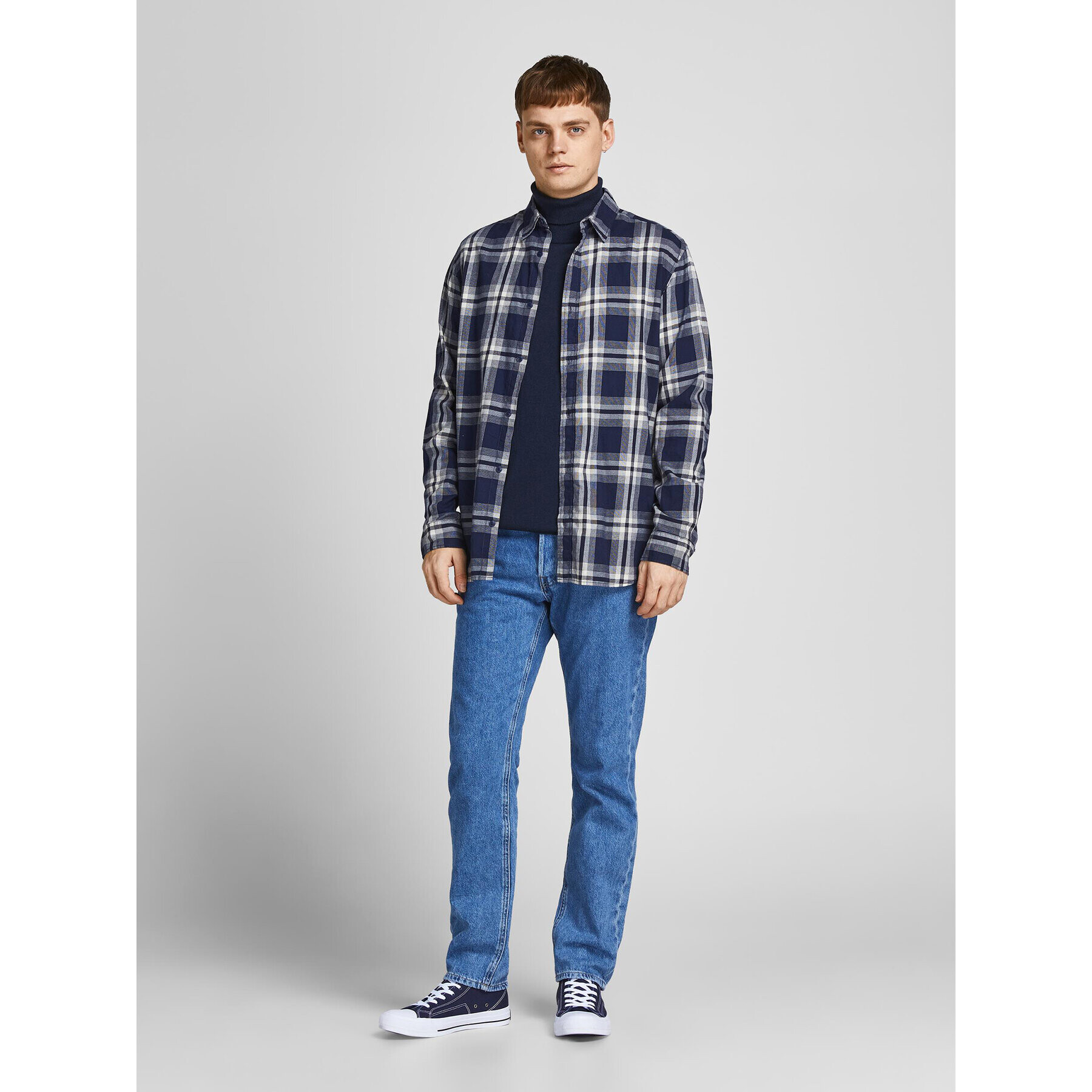 Jack&Jones Bluză cu gât Rogan 12196902 Bleumarin Regular Fit - Pled.ro