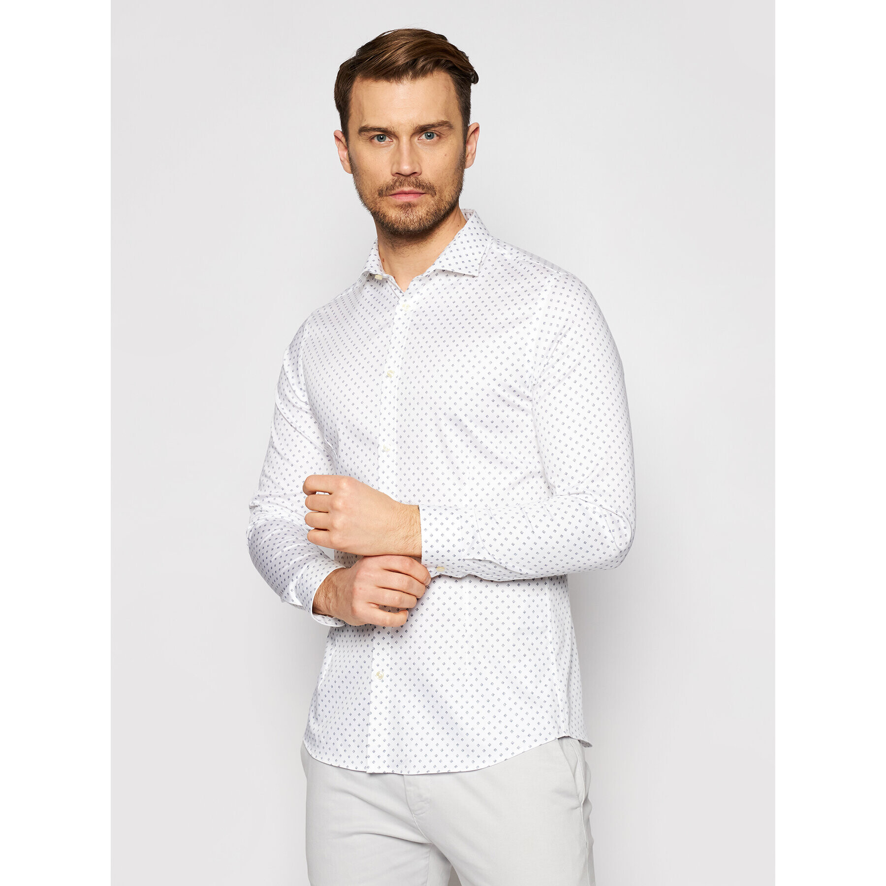 Jack&Jones Cămașă Blaparma Geo 12184802 Alb Super Slim Fit - Pled.ro