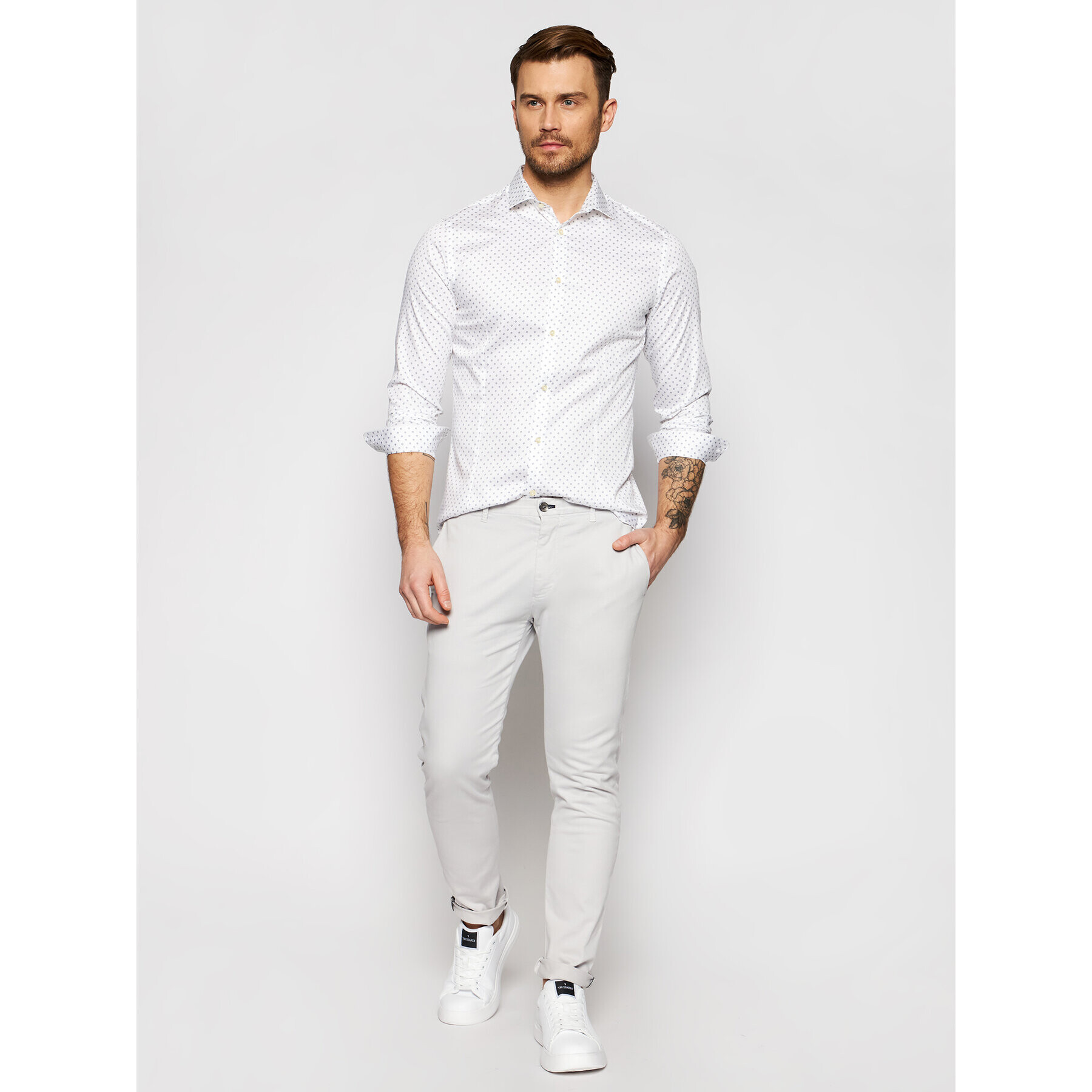 Jack&Jones Cămașă Blaparma Geo 12184802 Alb Super Slim Fit - Pled.ro