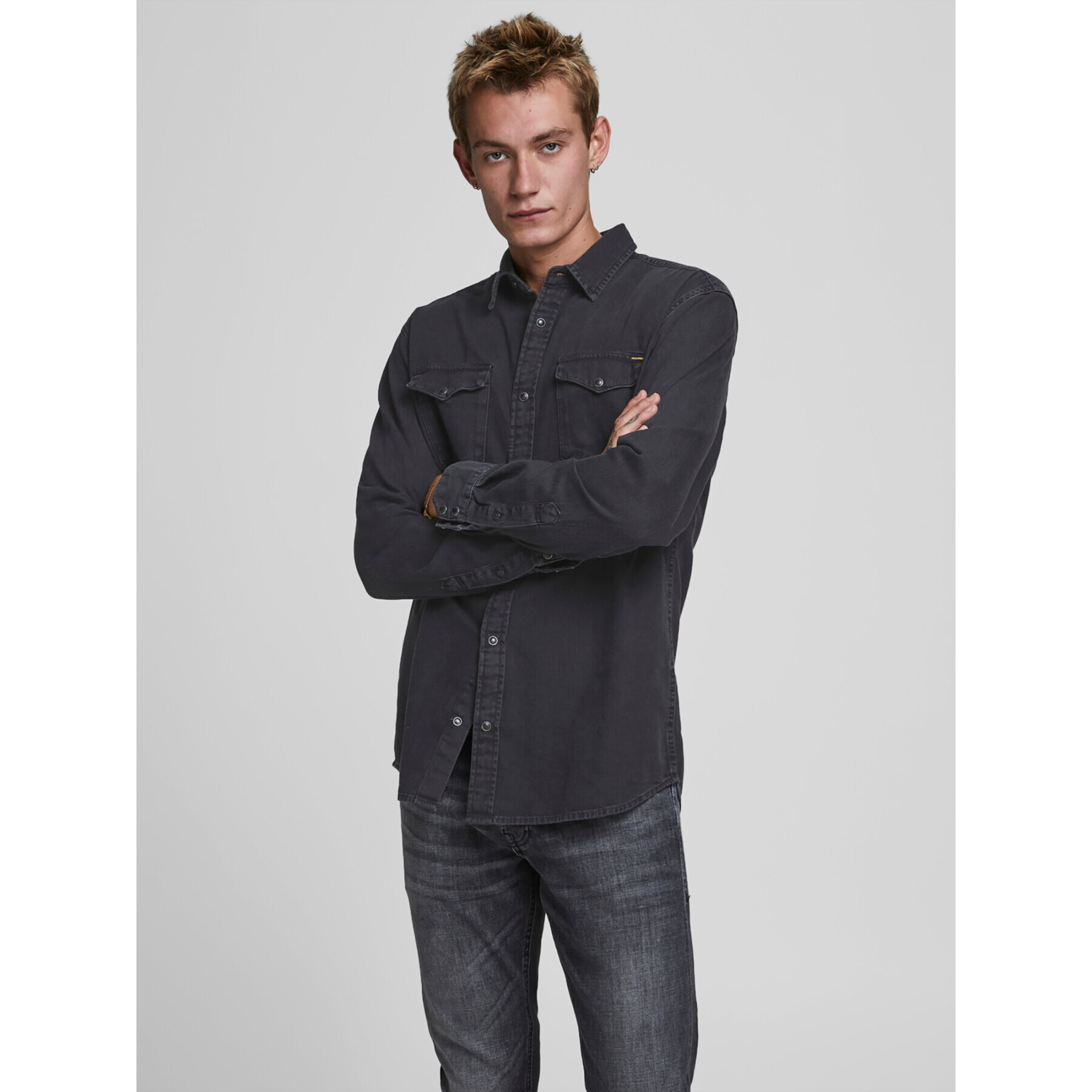 Jack&Jones Cămașă Sheridan 12138115 Negru Slim Fit - Pled.ro