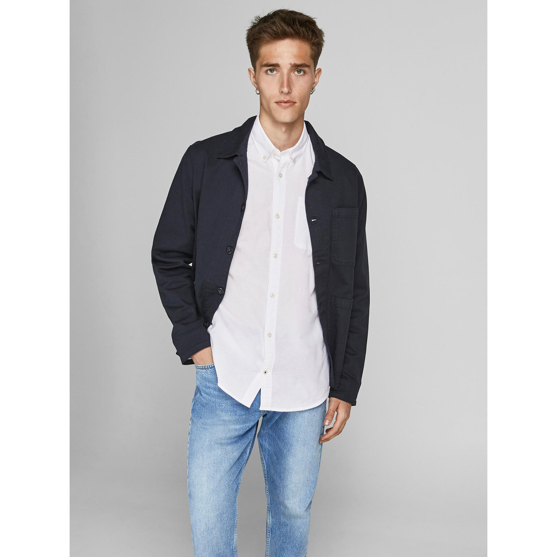 Jack&Jones Cămașă 12182486 Alb Slim Fit - Pled.ro