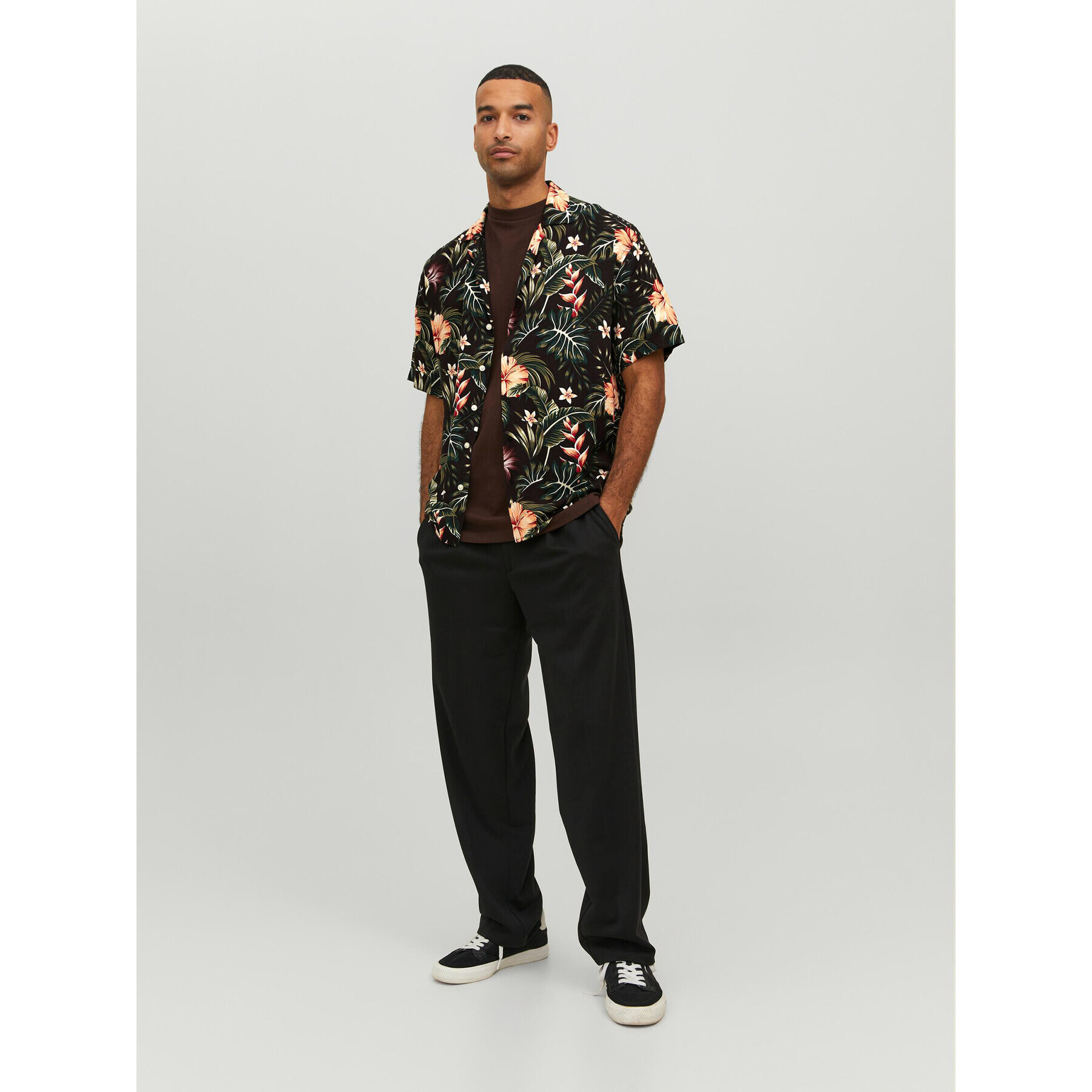 Jack&Jones Cămașă 12222898 Negru Relaxed Fit - Pled.ro