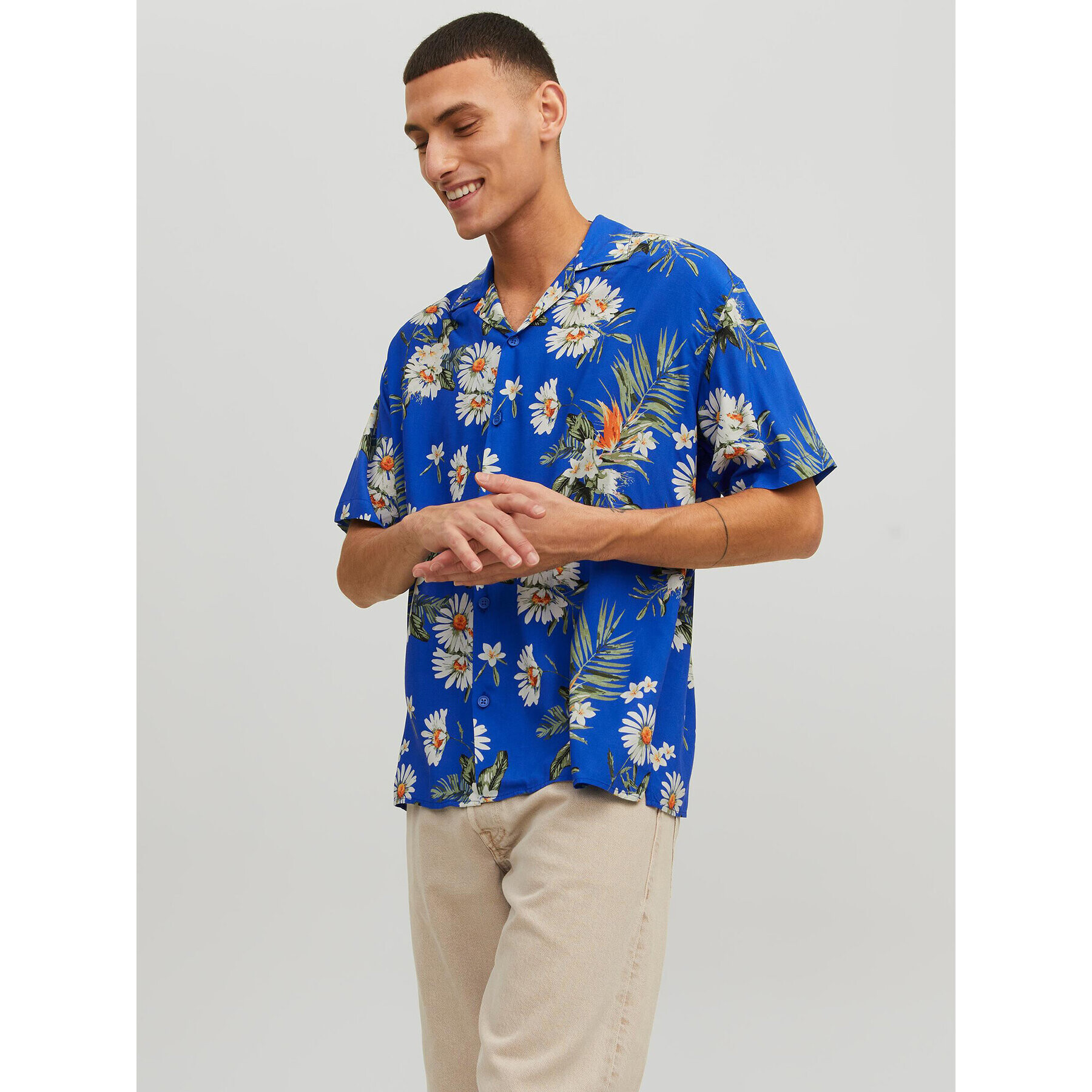 Jack&Jones Cămașă Luke 12227625 Albastru Relaxed Fit - Pled.ro