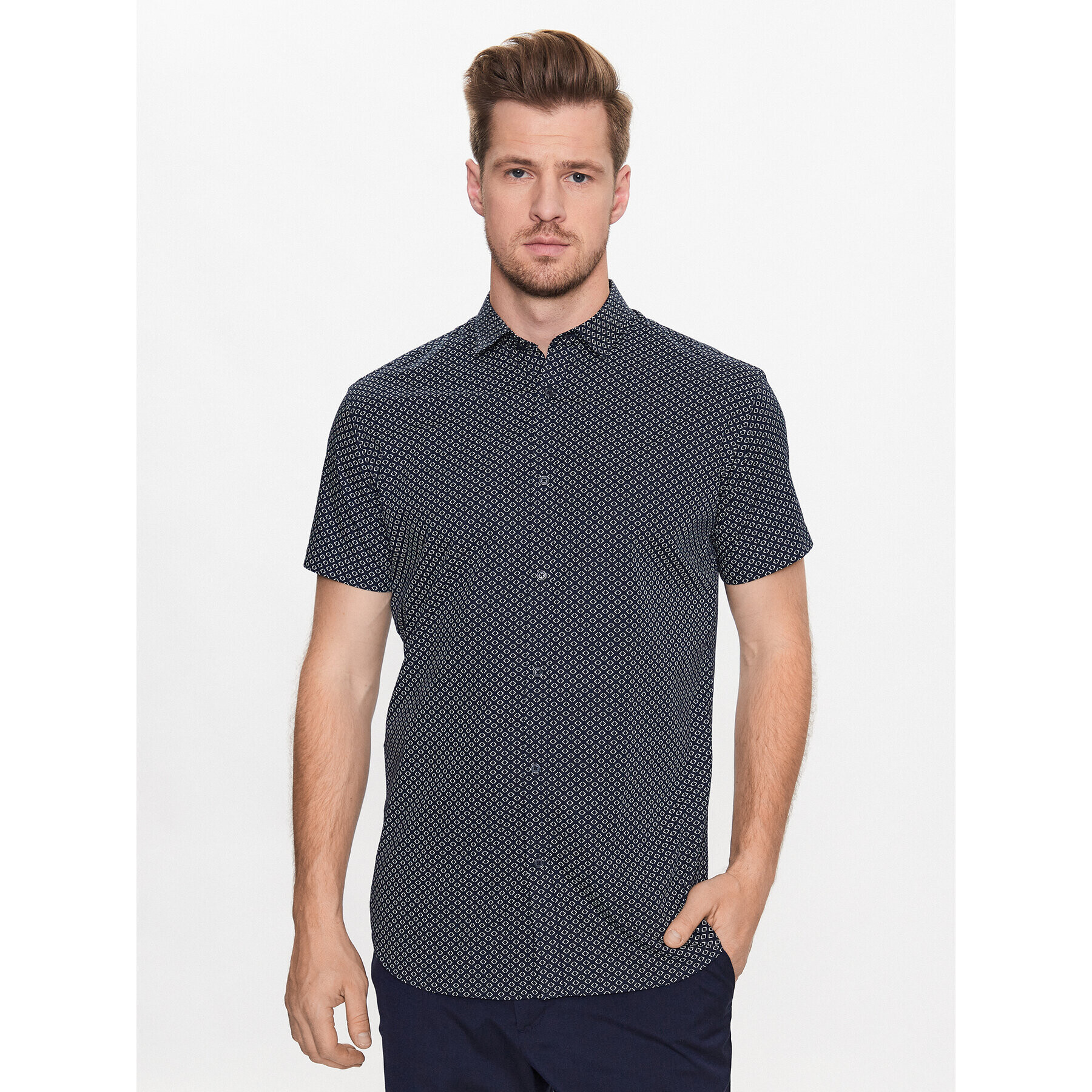 Jack&Jones Cămașă Cardiff 12231865 Bleumarin Slim Fit - Pled.ro