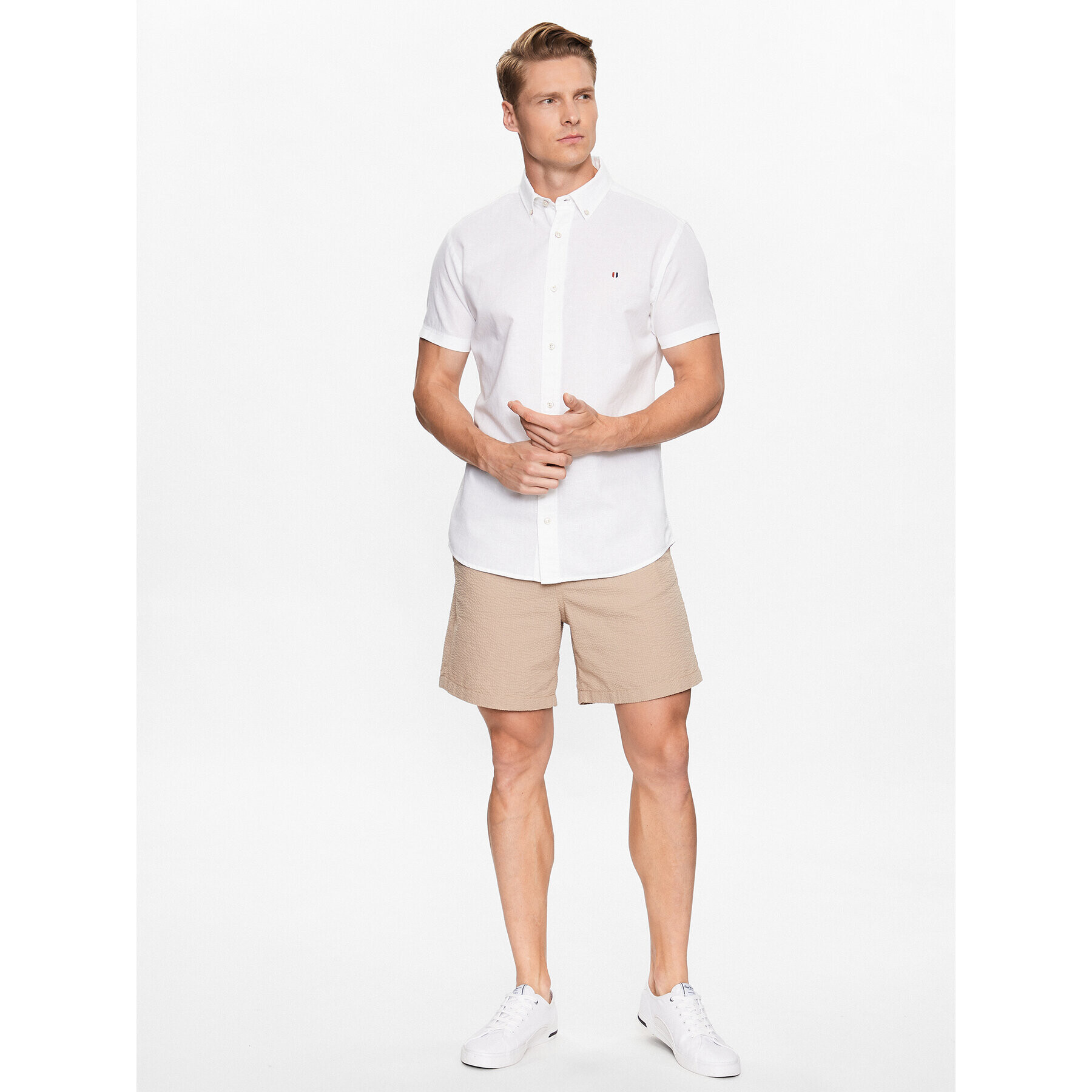 Jack&Jones Cămașă Blu Summer 12233118 Alb Slim Fit - Pled.ro