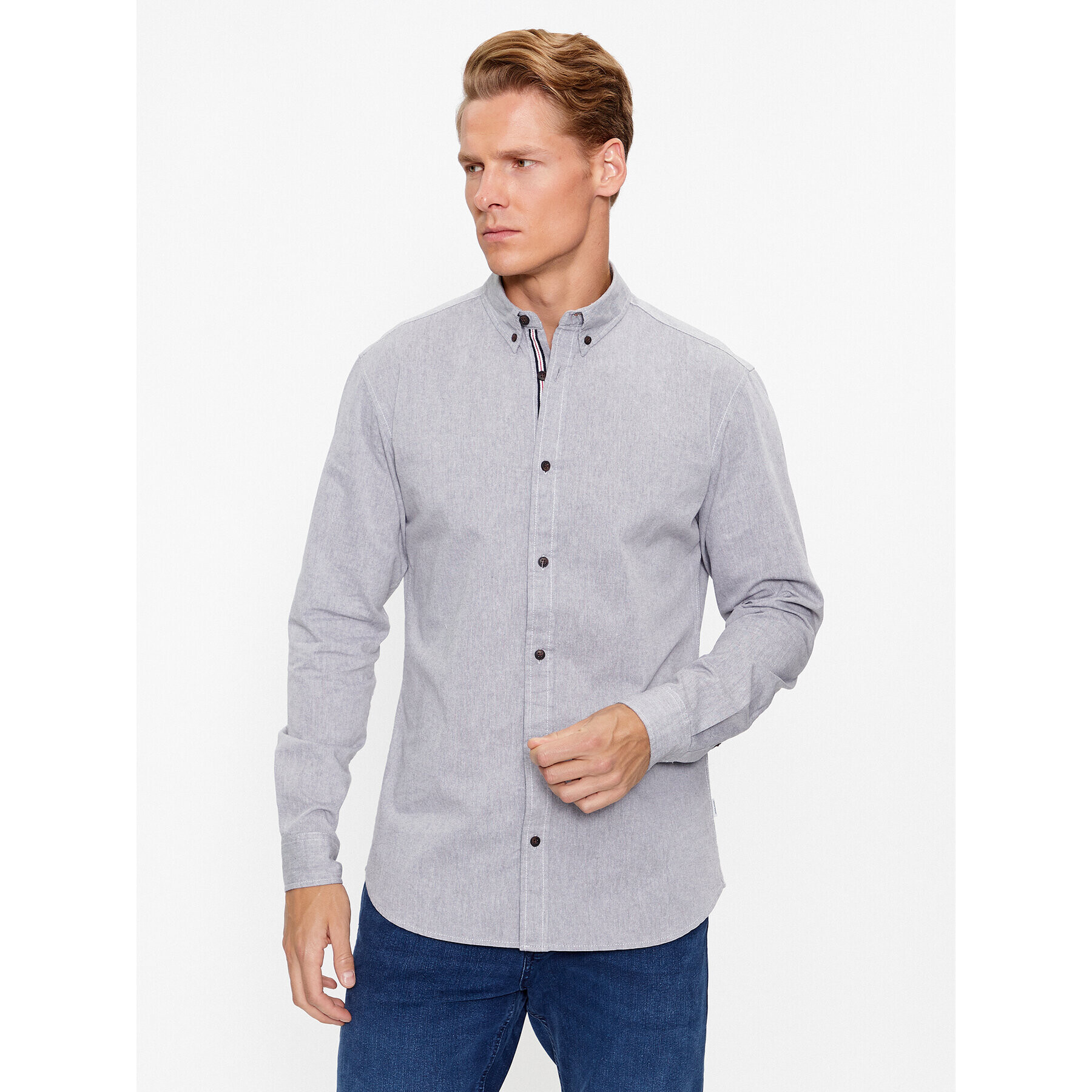 Jack&Jones Cămașă 12237287 Gri Slim Fit - Pled.ro