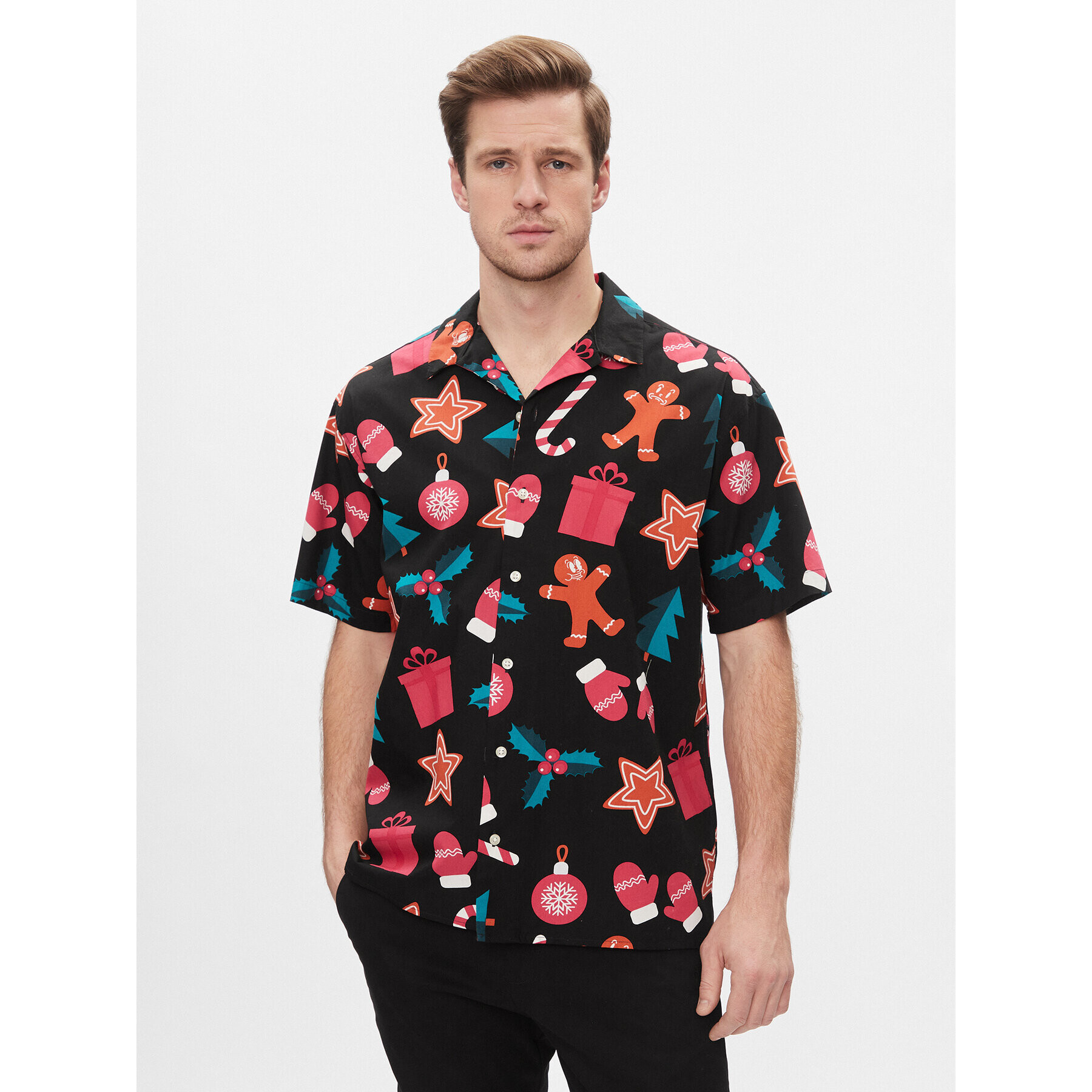 Jack&Jones Cămașă 12248397 Negru Relaxed Fit - Pled.ro