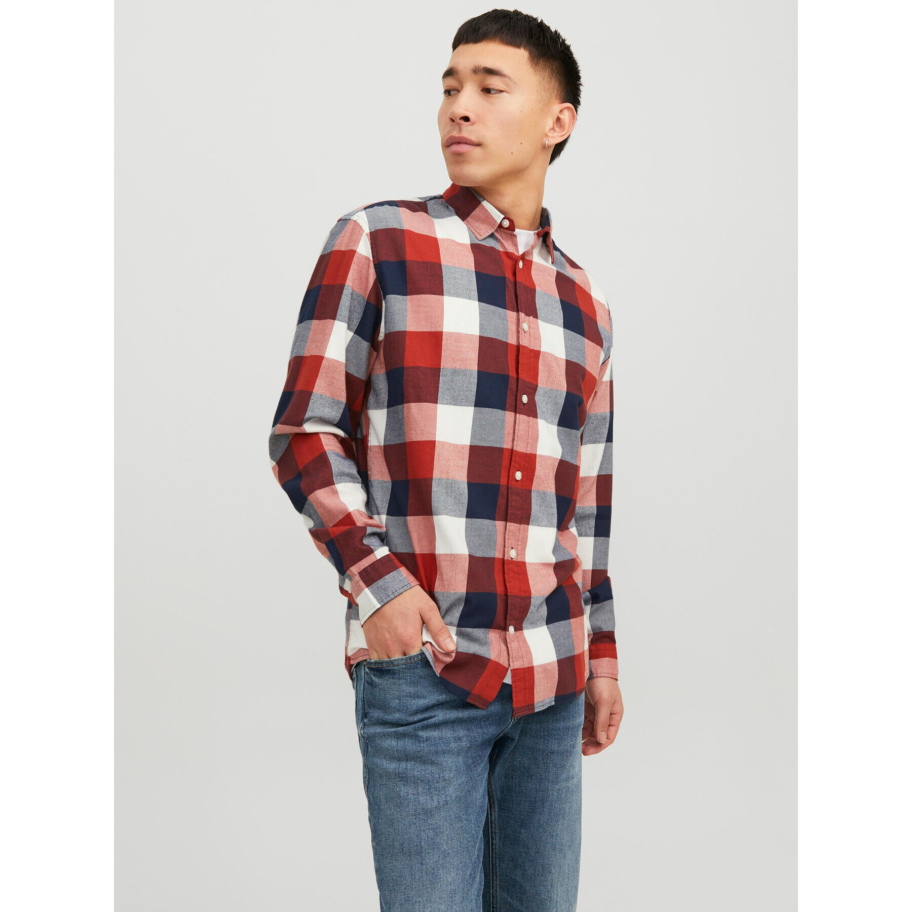 Jack&Jones Cămașă Buffalo 12235965 Roșu Slim Fit - Pled.ro