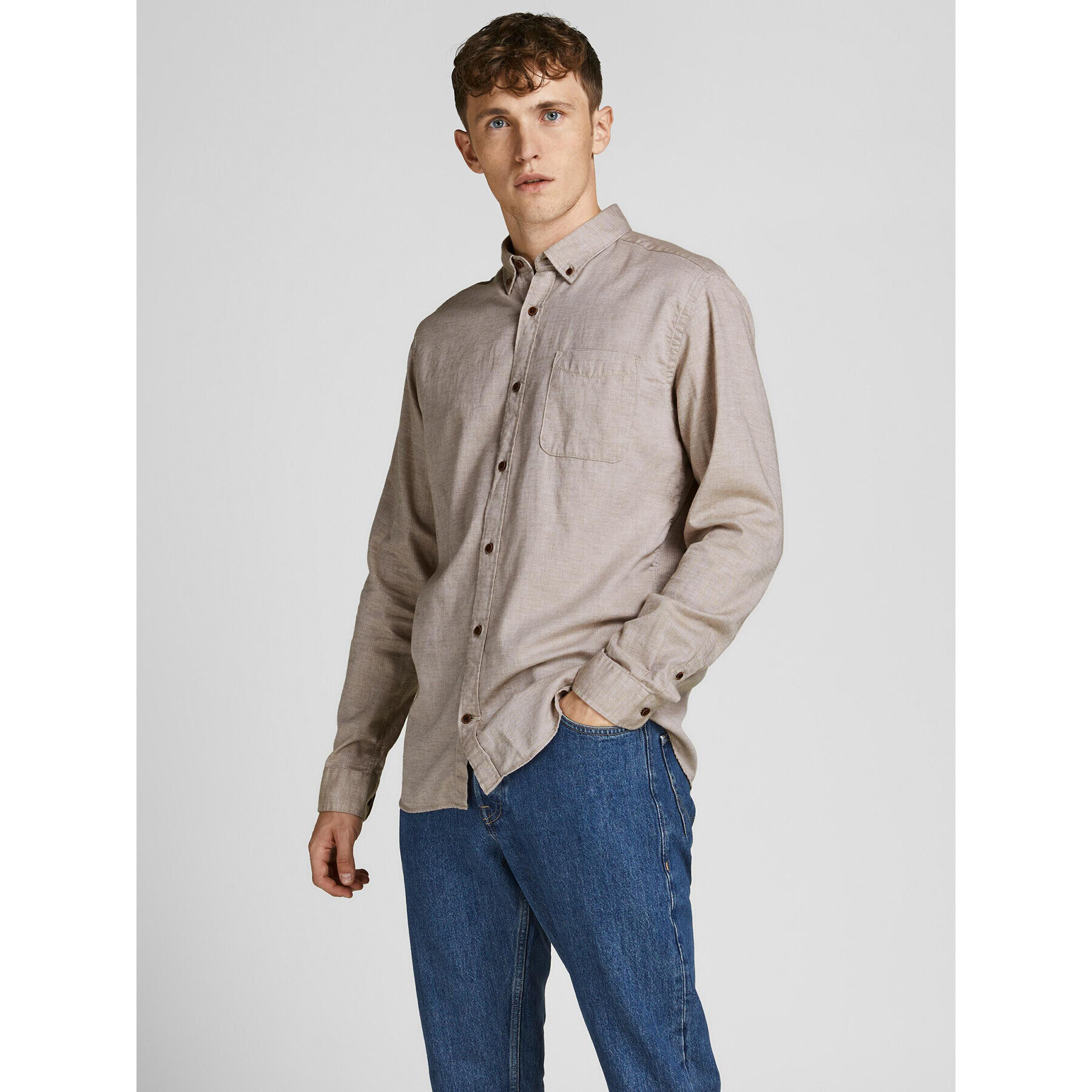 Jack&Jones Cămașă Classic Spring 12199505 Bej Slim Fit - Pled.ro