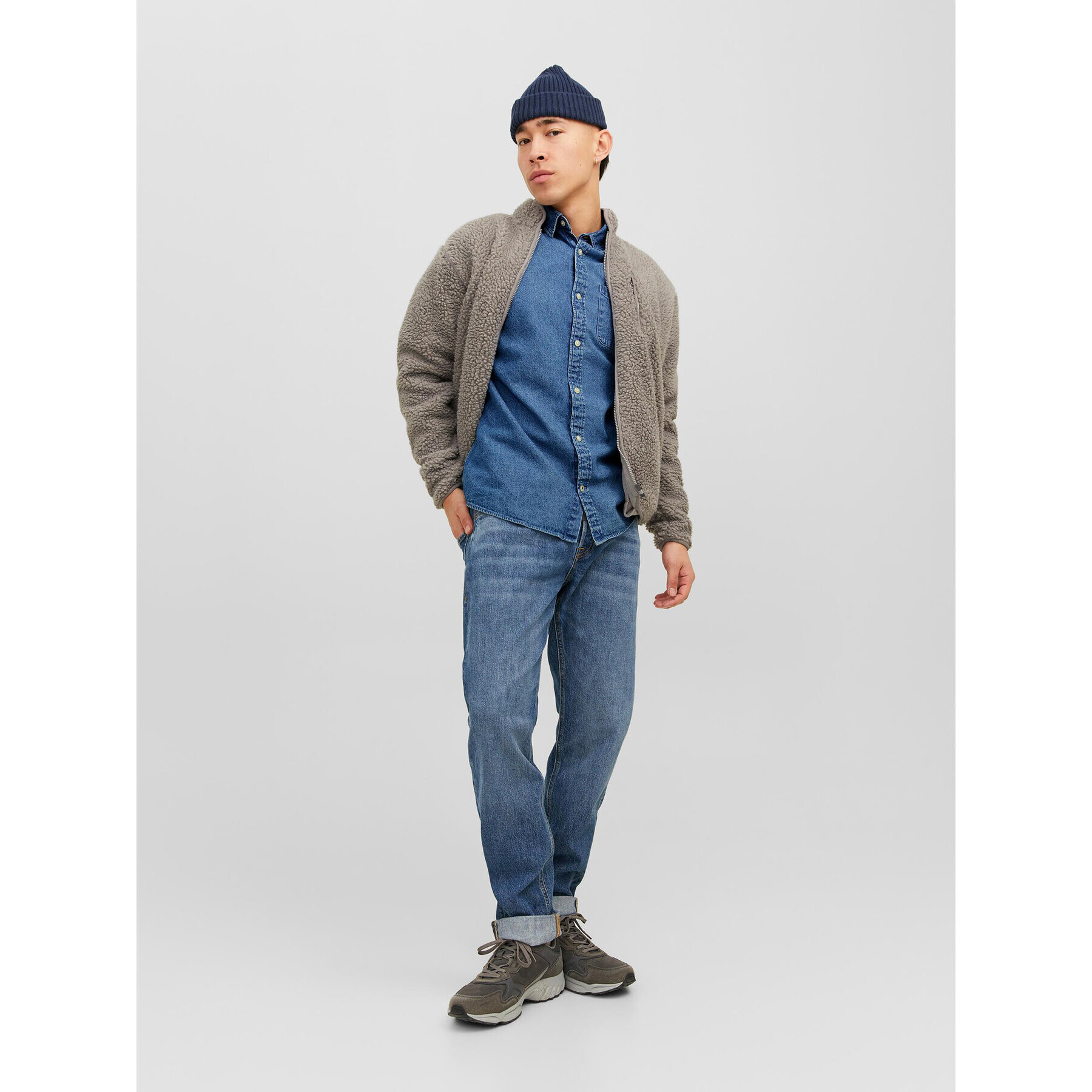 Jack&Jones cămașă de blugi 12235984 Albastru Slim Fit - Pled.ro