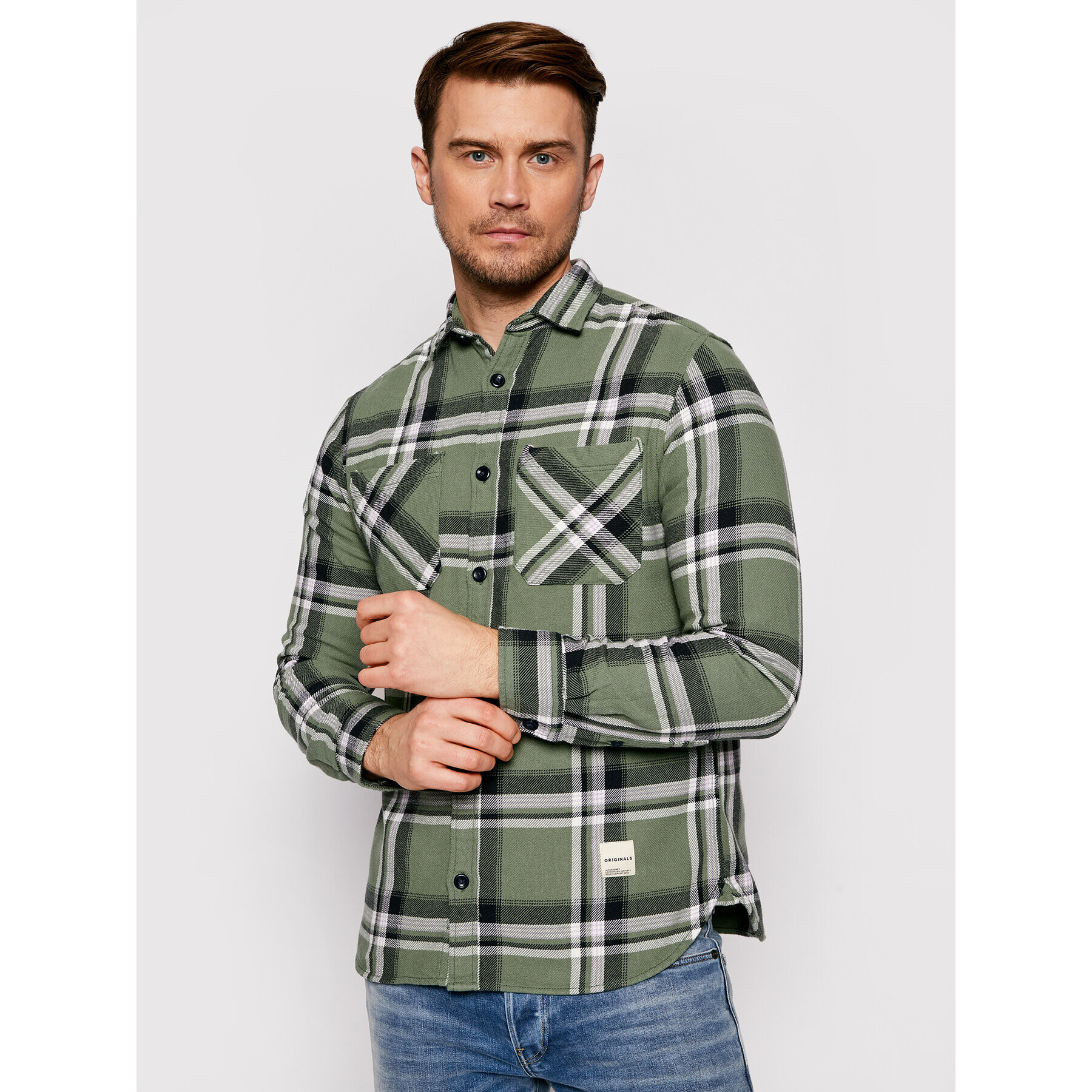 Jack&Jones Cămașă Finder 12183581 Verde Regular Fit - Pled.ro