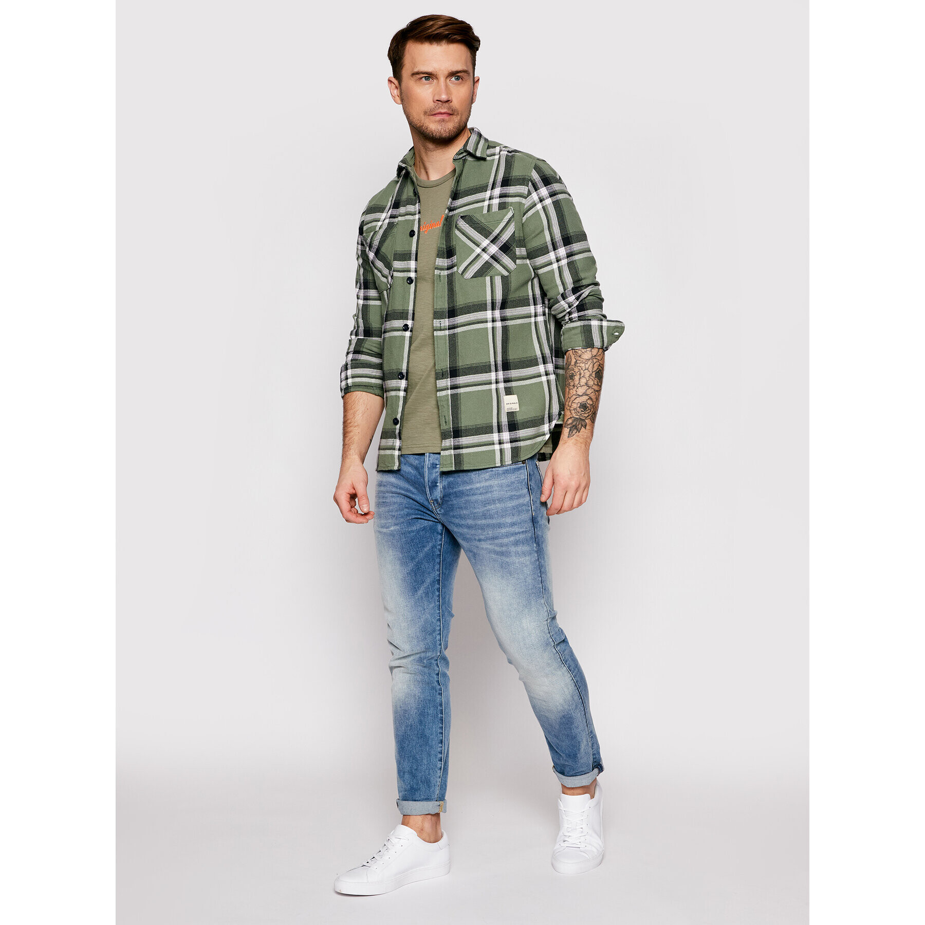 Jack&Jones Cămașă Finder 12183581 Verde Regular Fit - Pled.ro