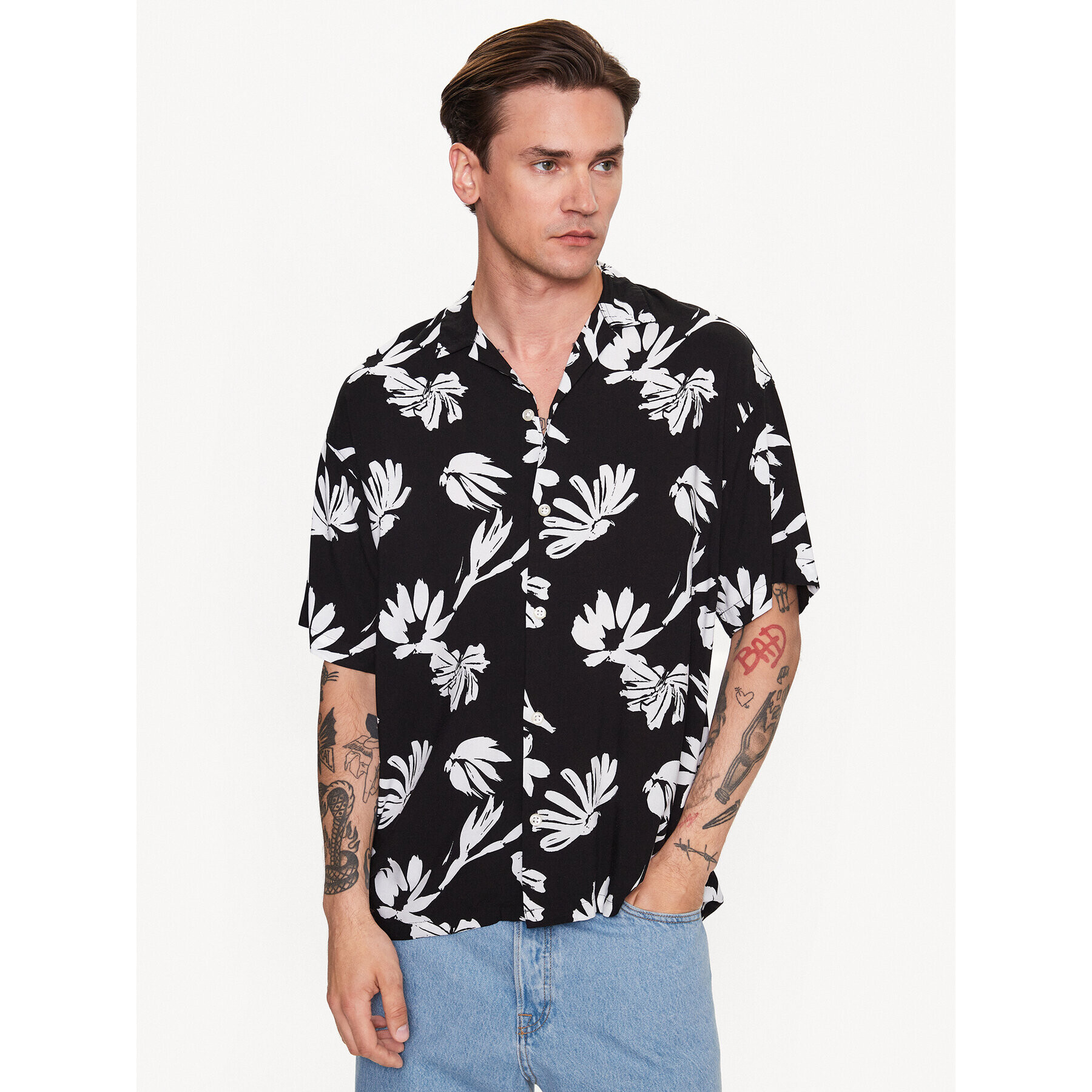 Jack&Jones Cămașă Luke 12233536 Negru Relaxed Fit - Pled.ro