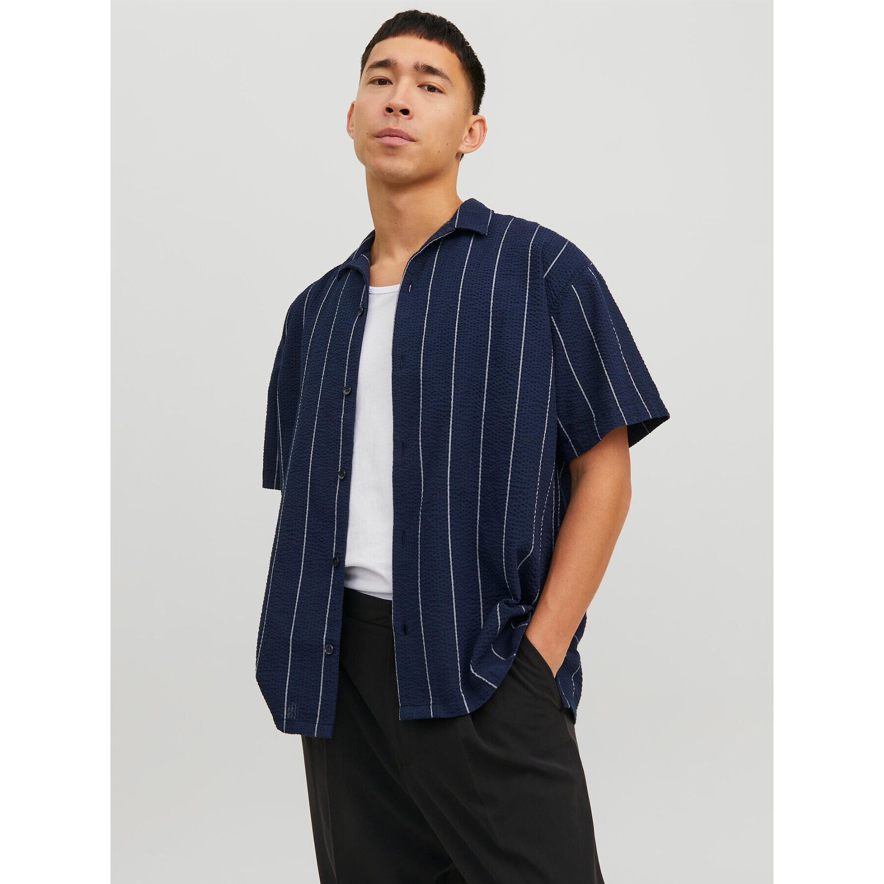 Jack&Jones Cămașă Palma 12233548 Bleumarin Relaxed Fit - Pled.ro