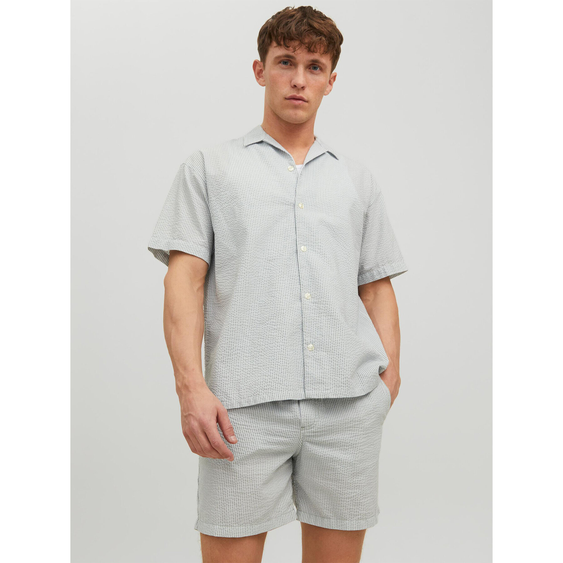 Jack&Jones Cămașă Palma 12233548 Gri Relaxed Fit - Pled.ro