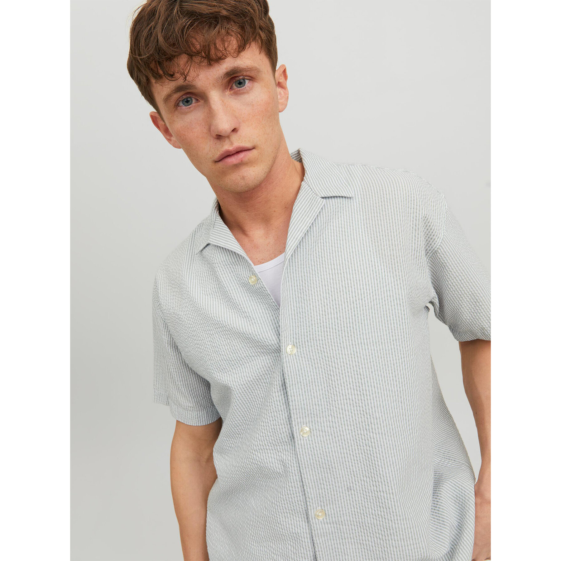 Jack&Jones Cămașă Palma 12233548 Gri Relaxed Fit - Pled.ro