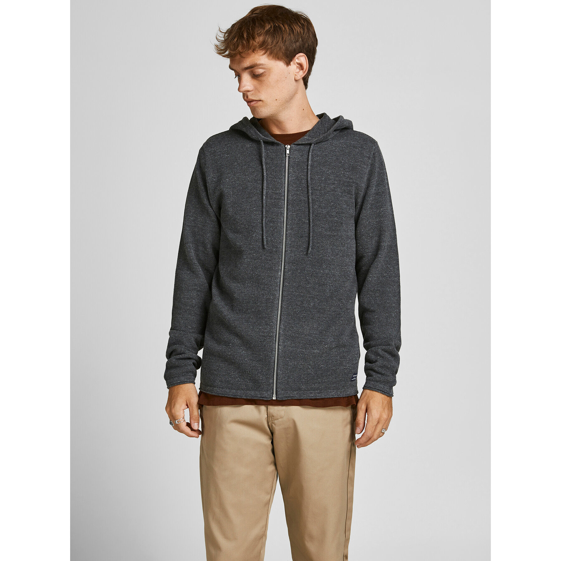 Jack&Jones Cardigan Hill 12190154 Gri Regular Fit - Pled.ro