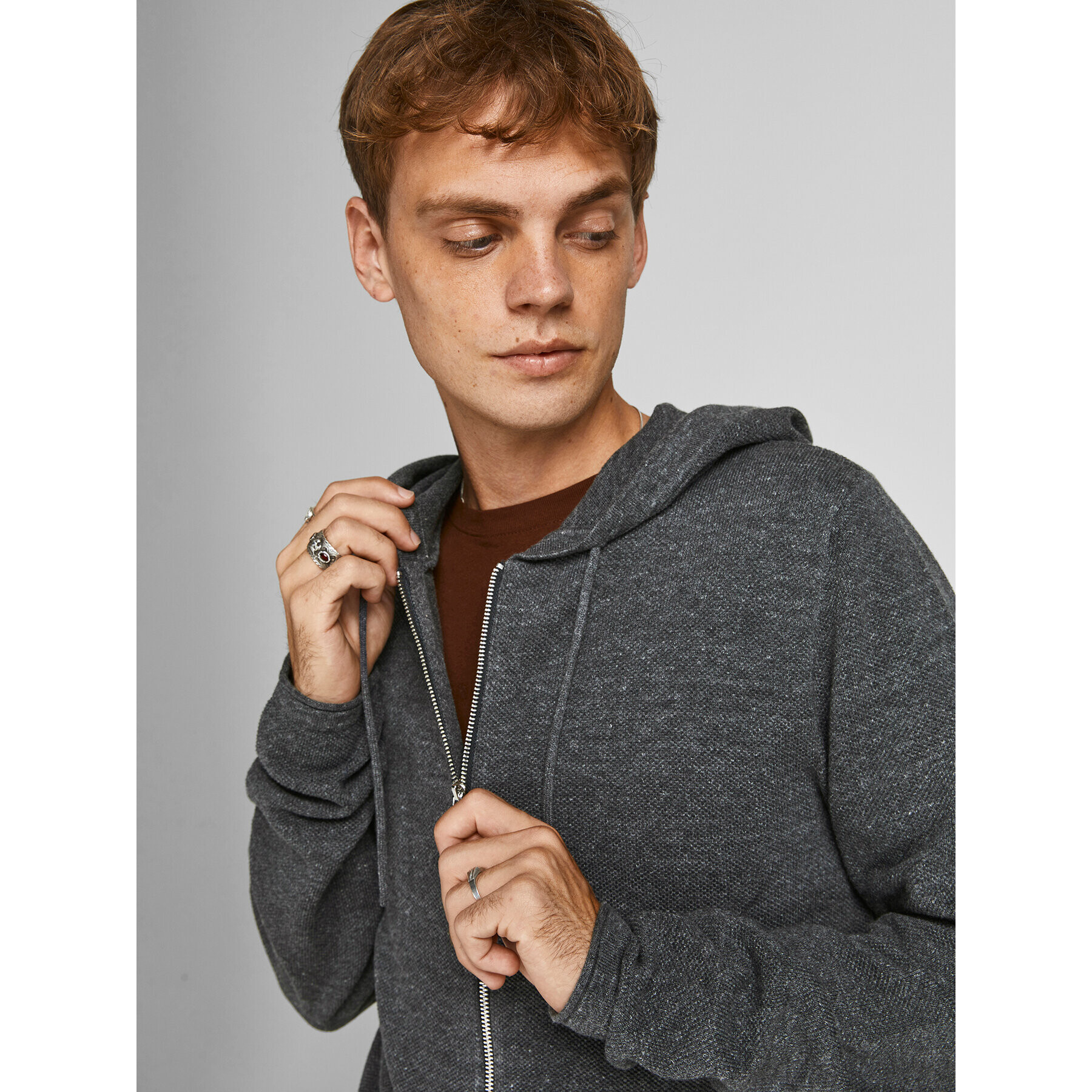 Jack&Jones Cardigan Hill 12190154 Gri Regular Fit - Pled.ro