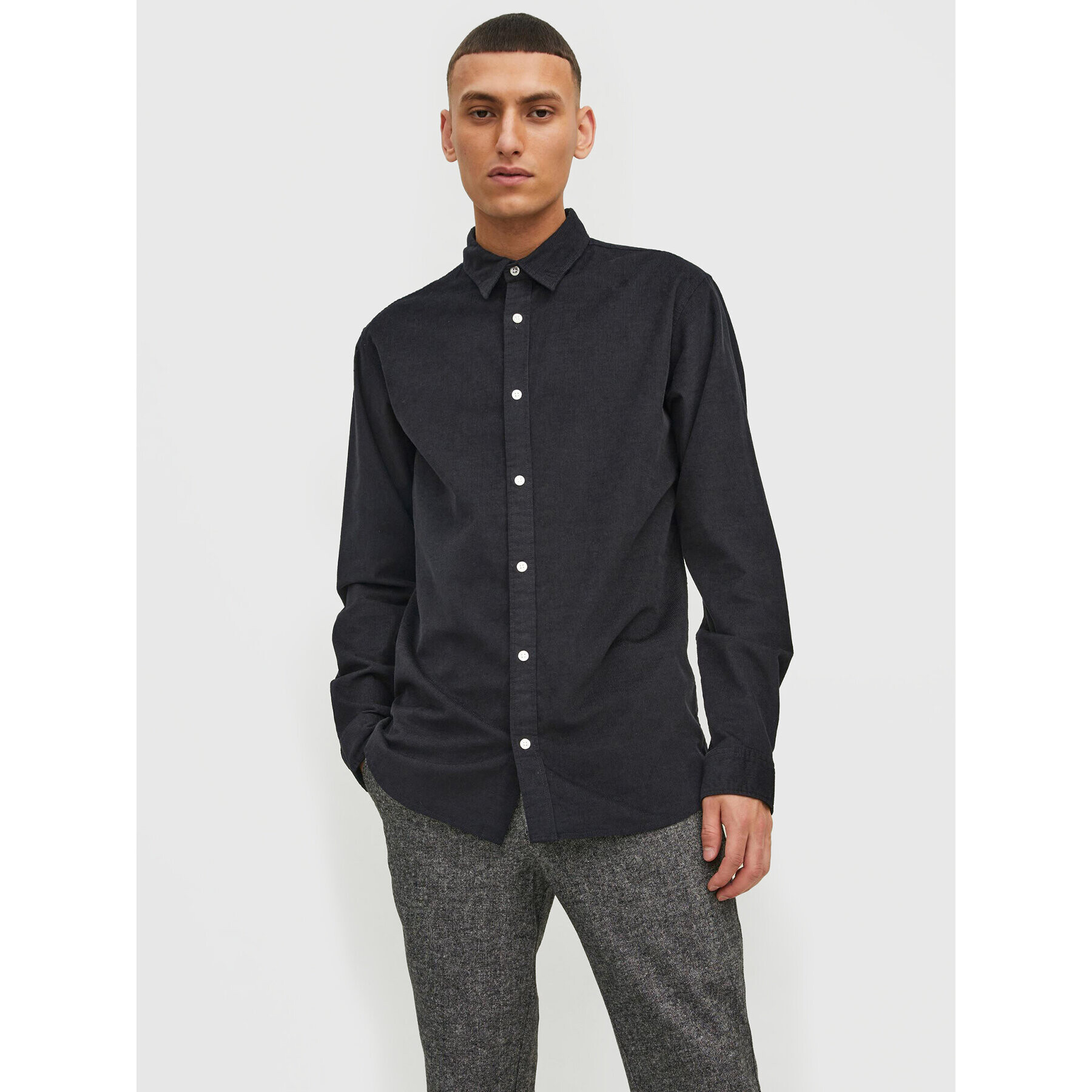 Jack&Jones Cămașă Plain 12212858 Negru Slim Fit - Pled.ro