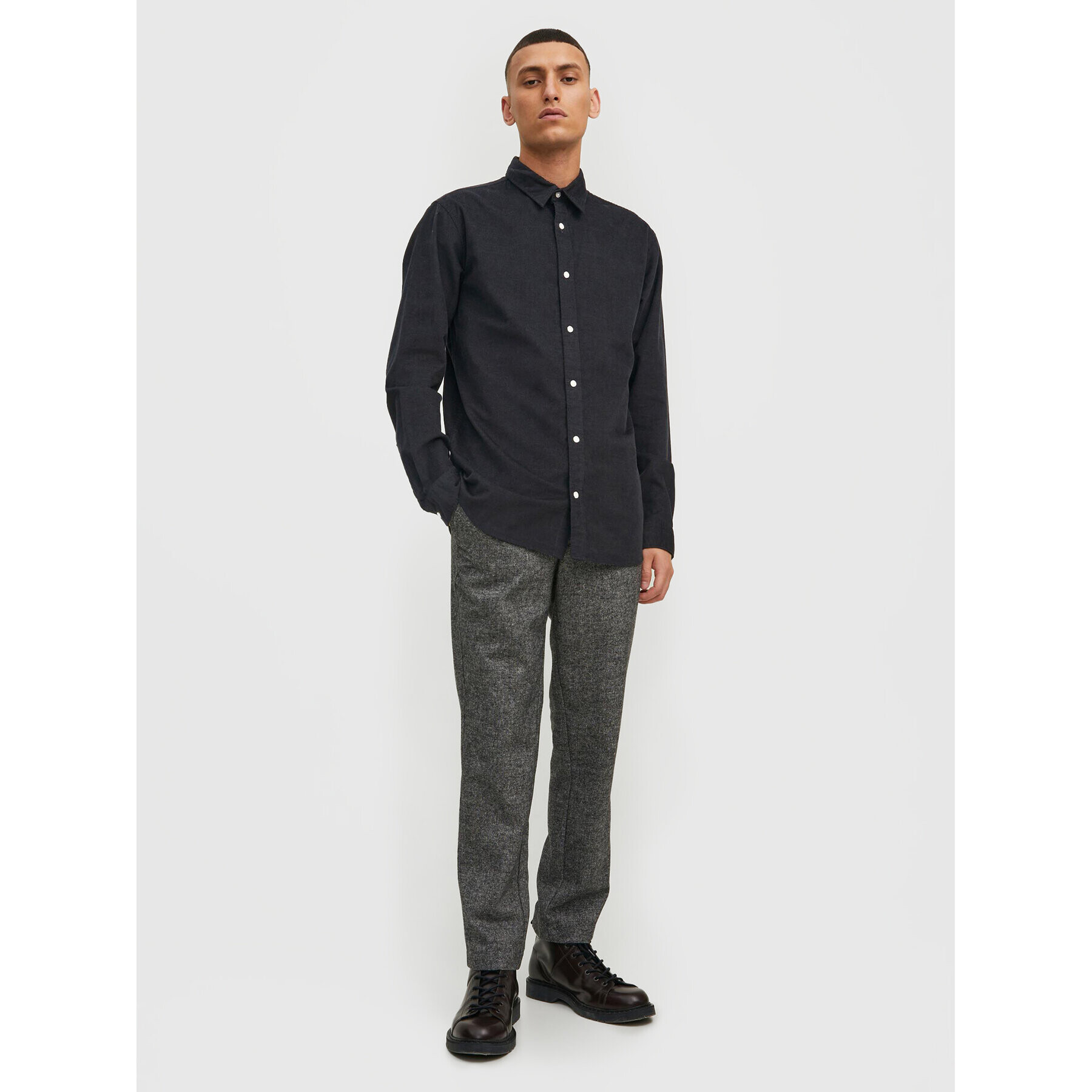 Jack&Jones Cămașă Plain 12212858 Negru Slim Fit - Pled.ro