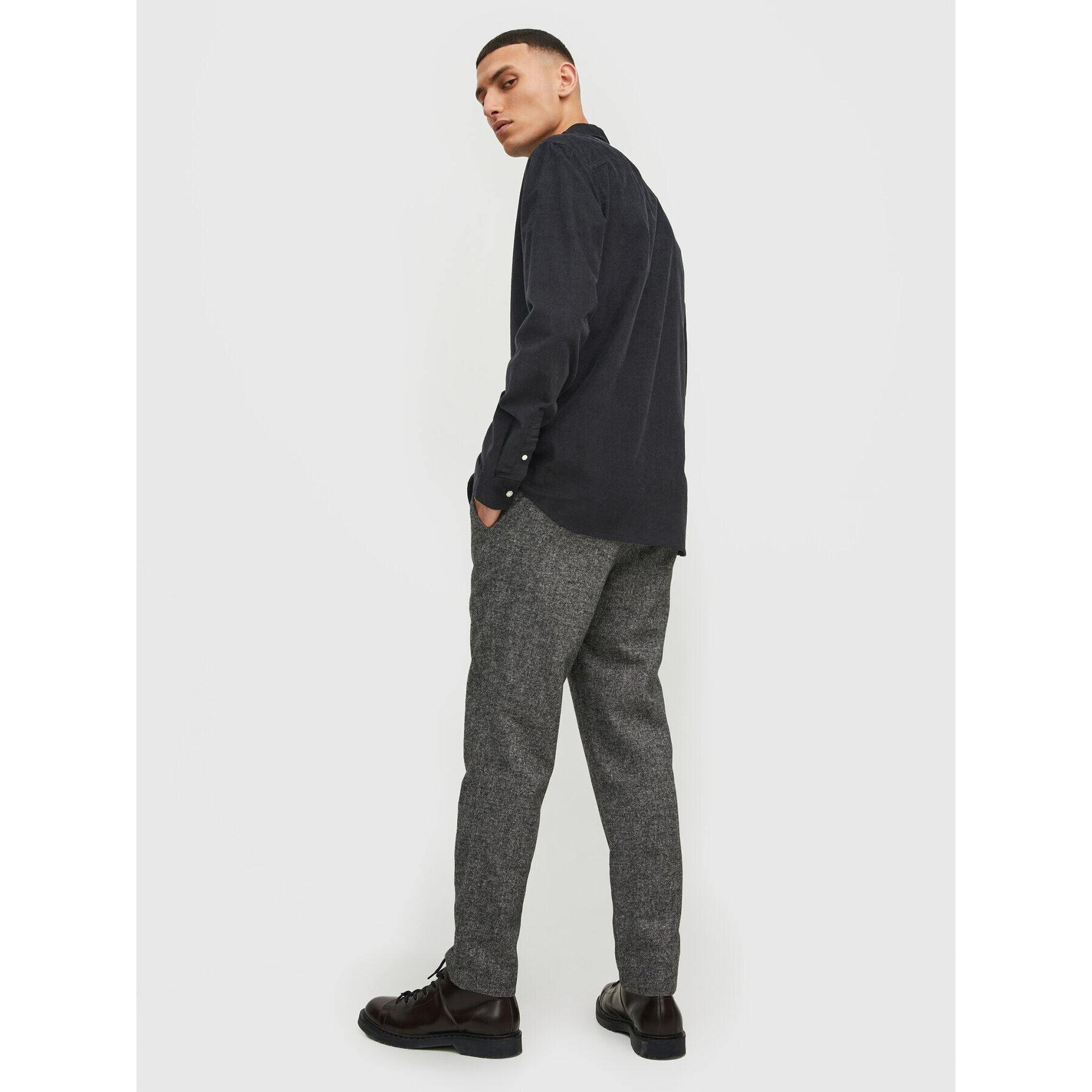 Jack&Jones Cămașă Plain 12212858 Negru Slim Fit - Pled.ro