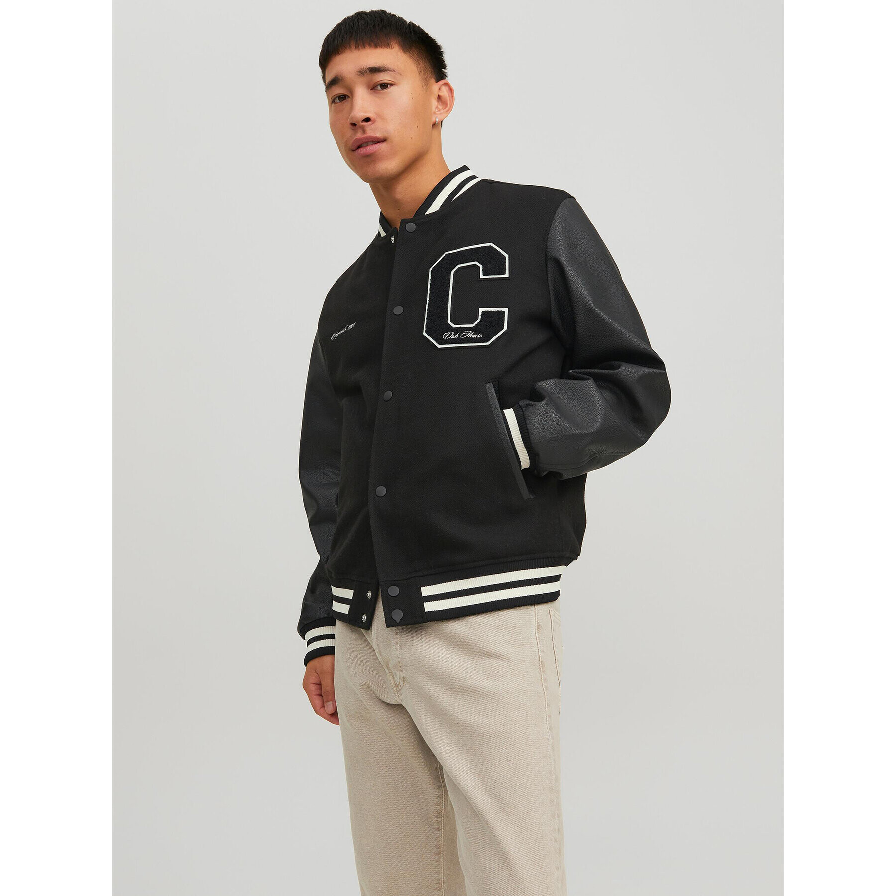 Jack&Jones Geacă bomber College 12230582 Negru Regular Fit - Pled.ro